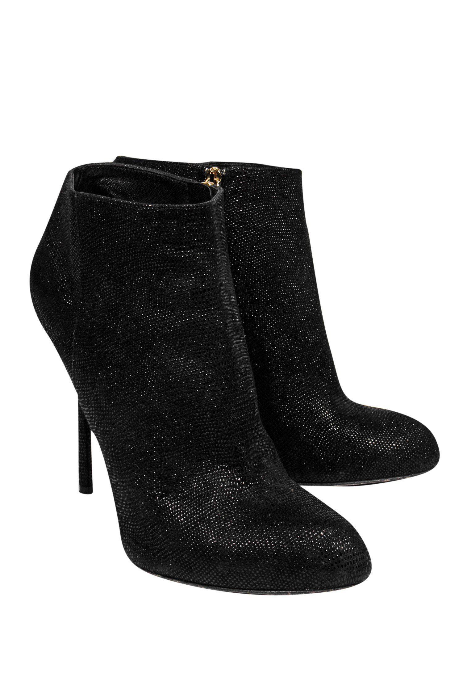 Sergio Rossi Black Textured Stiletto Ankle Booties - Size 9.5: Add a Touch of Danger!