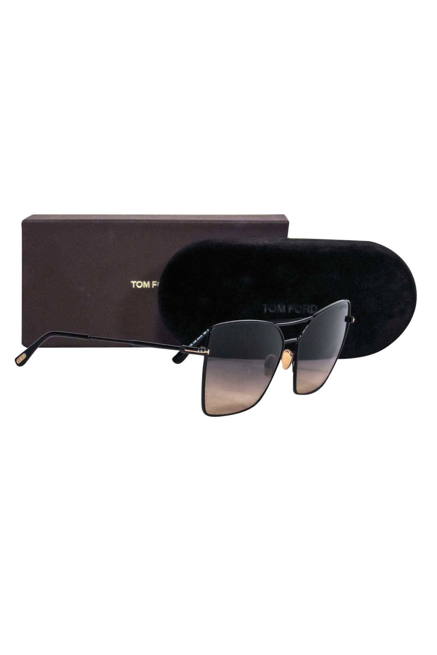 Tom Ford - Striking Black Oversized Square Sunglasses with Brow Bar