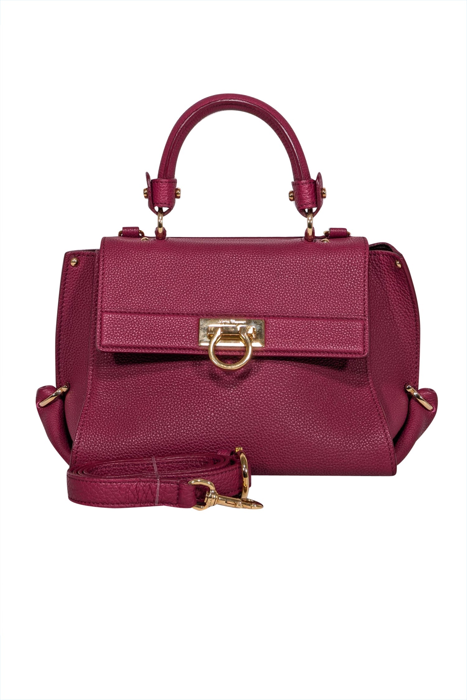 Ferragamo - Stunning Dark Pink Pebbled Leather Satchel Bag