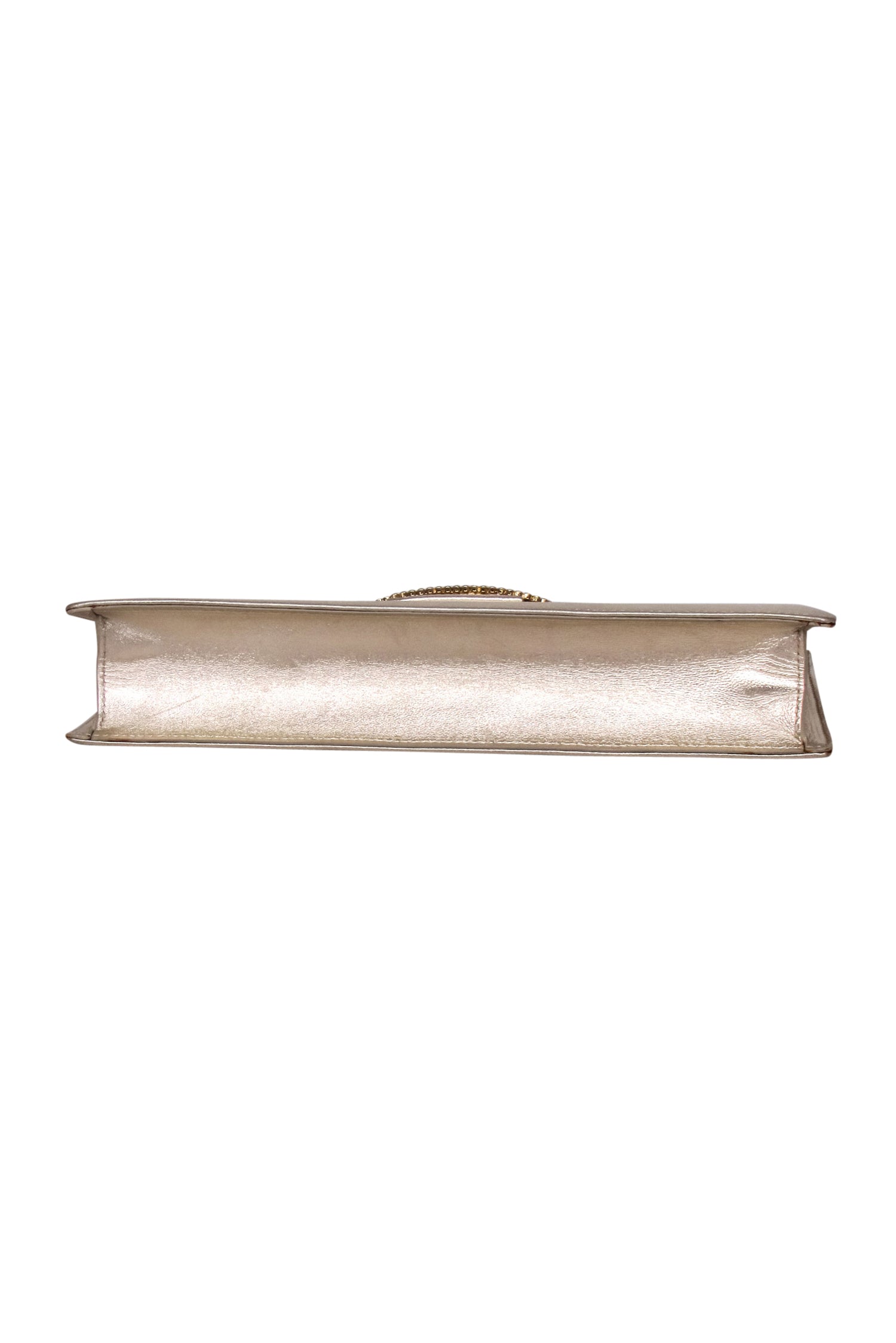 Roger Vivier Gold Metallic Jeweled Front Clutch