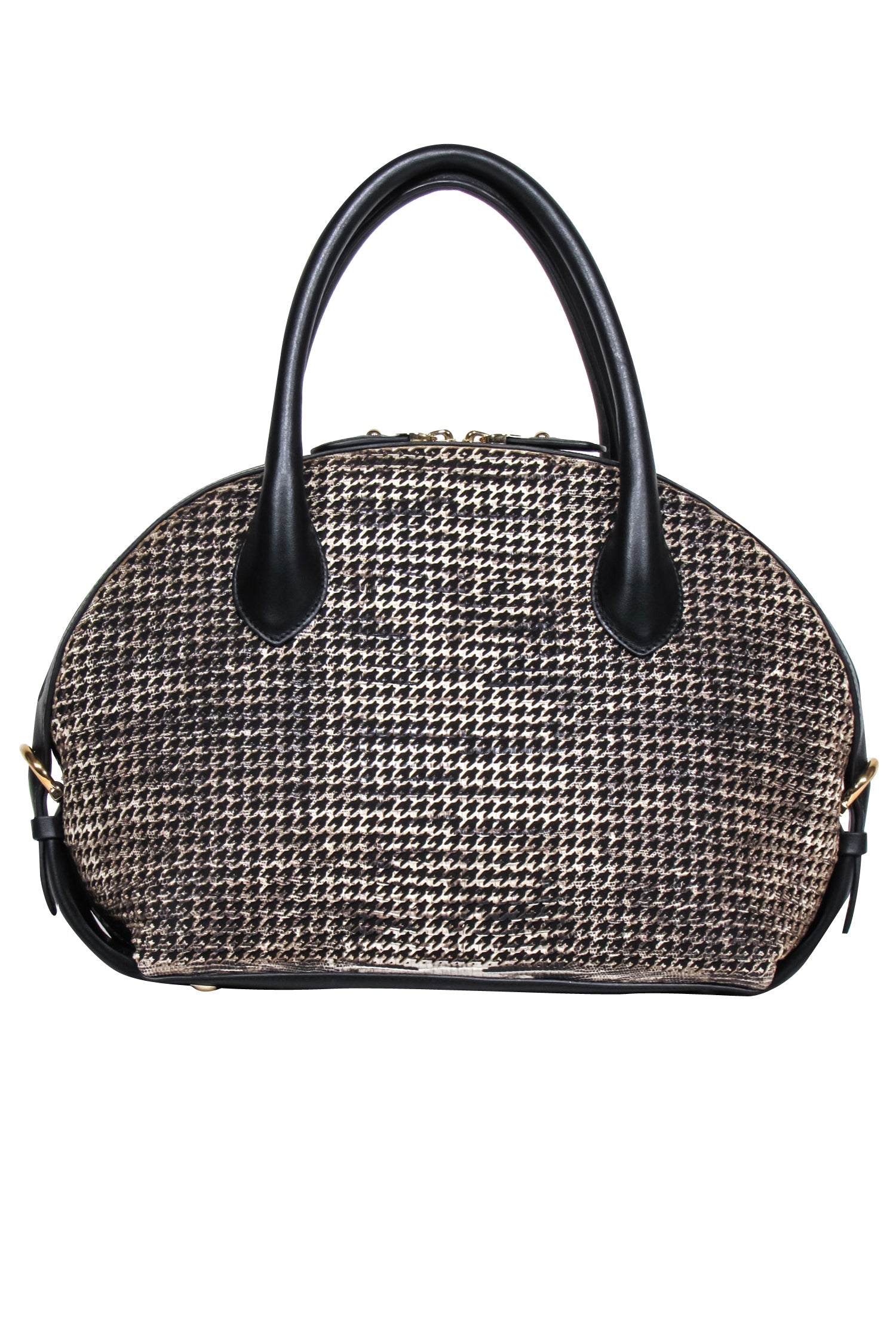 Ferragamo Three - Tone Laser Cut Print Satchel Bag: Black, Brown, & Cream