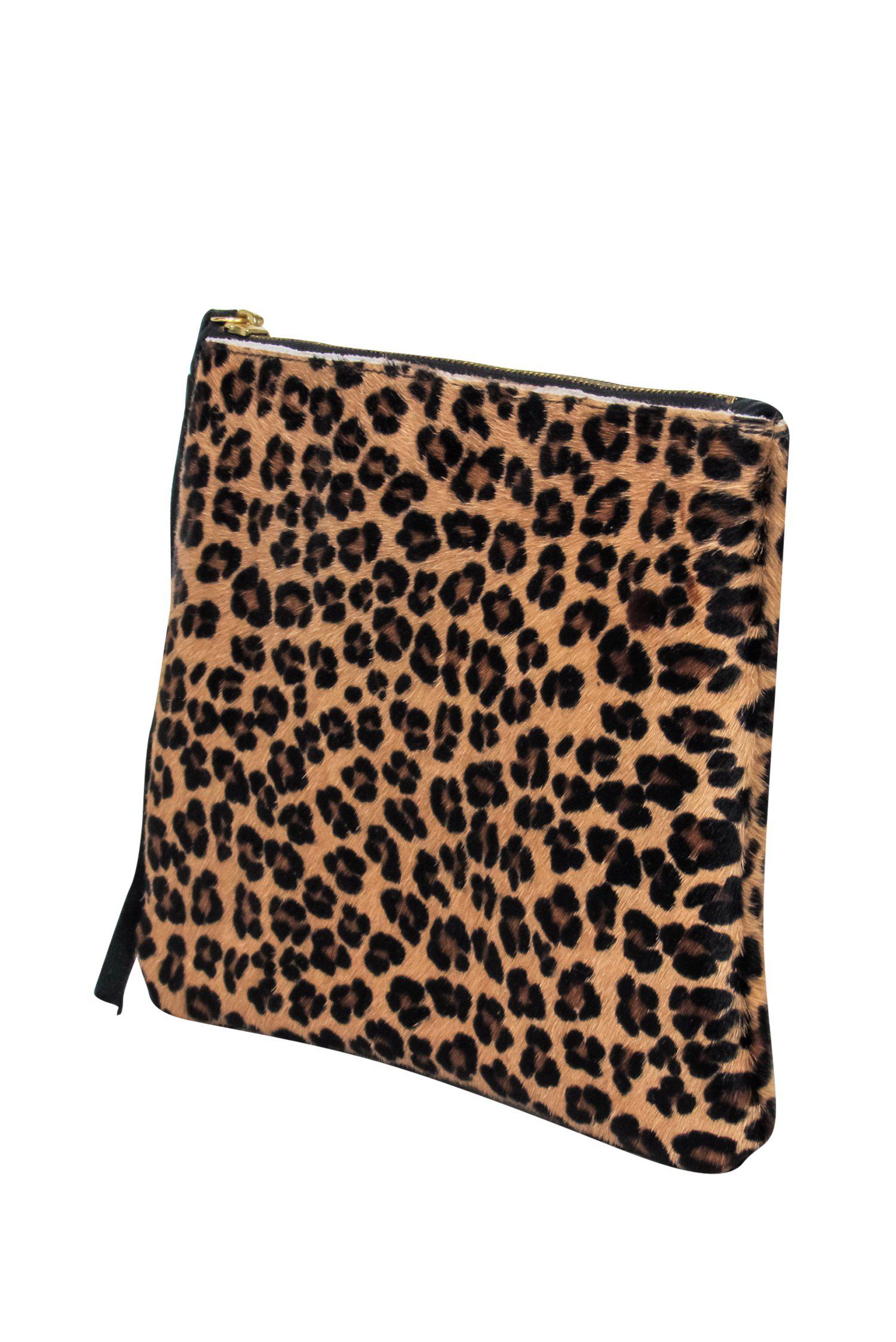 Posse - Stunning Tan Leopard Print Calf Hair Clutch
