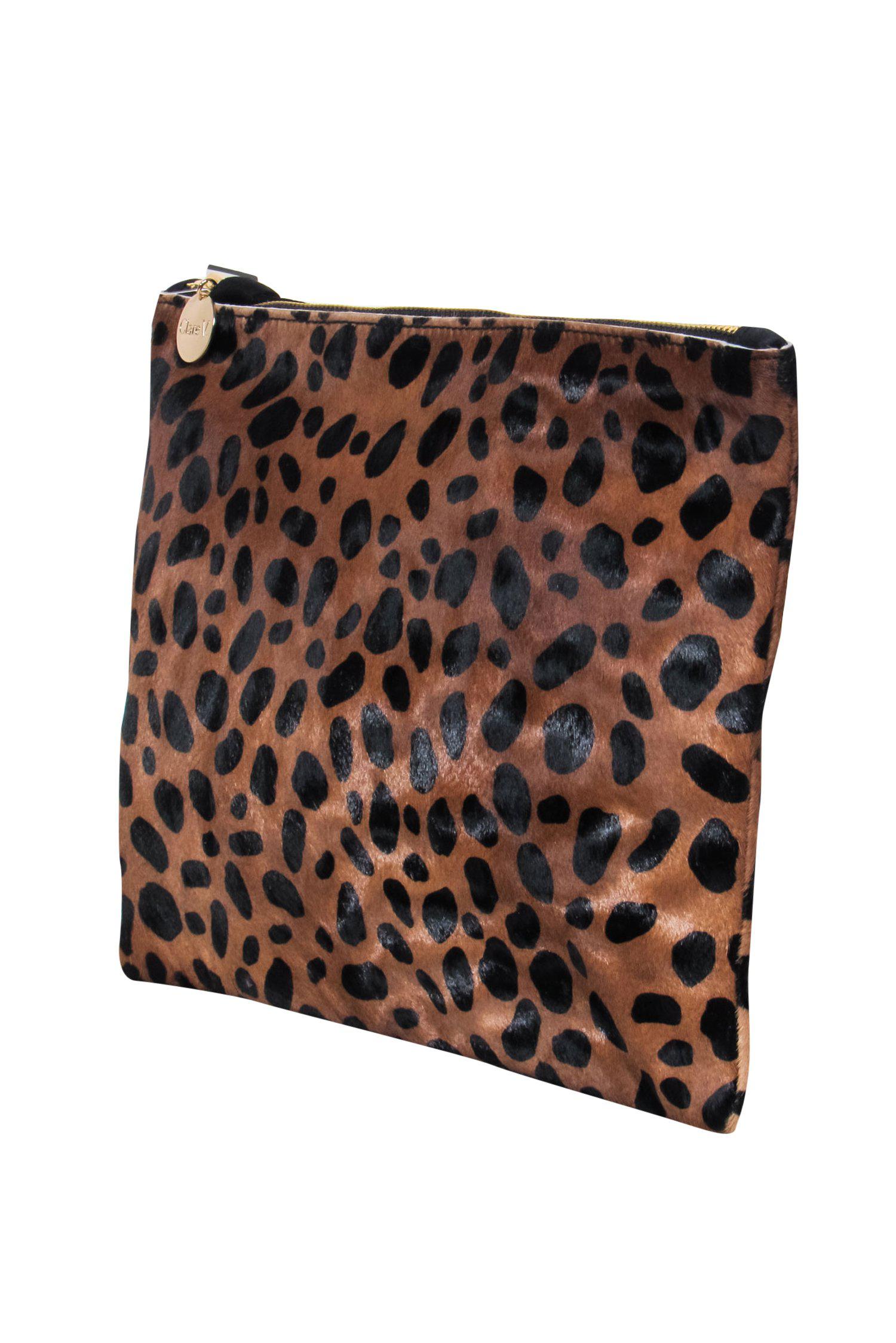Clare V. - Exquisite Black & Brown Ponyhair Leopard Spotted Zipper Pouch