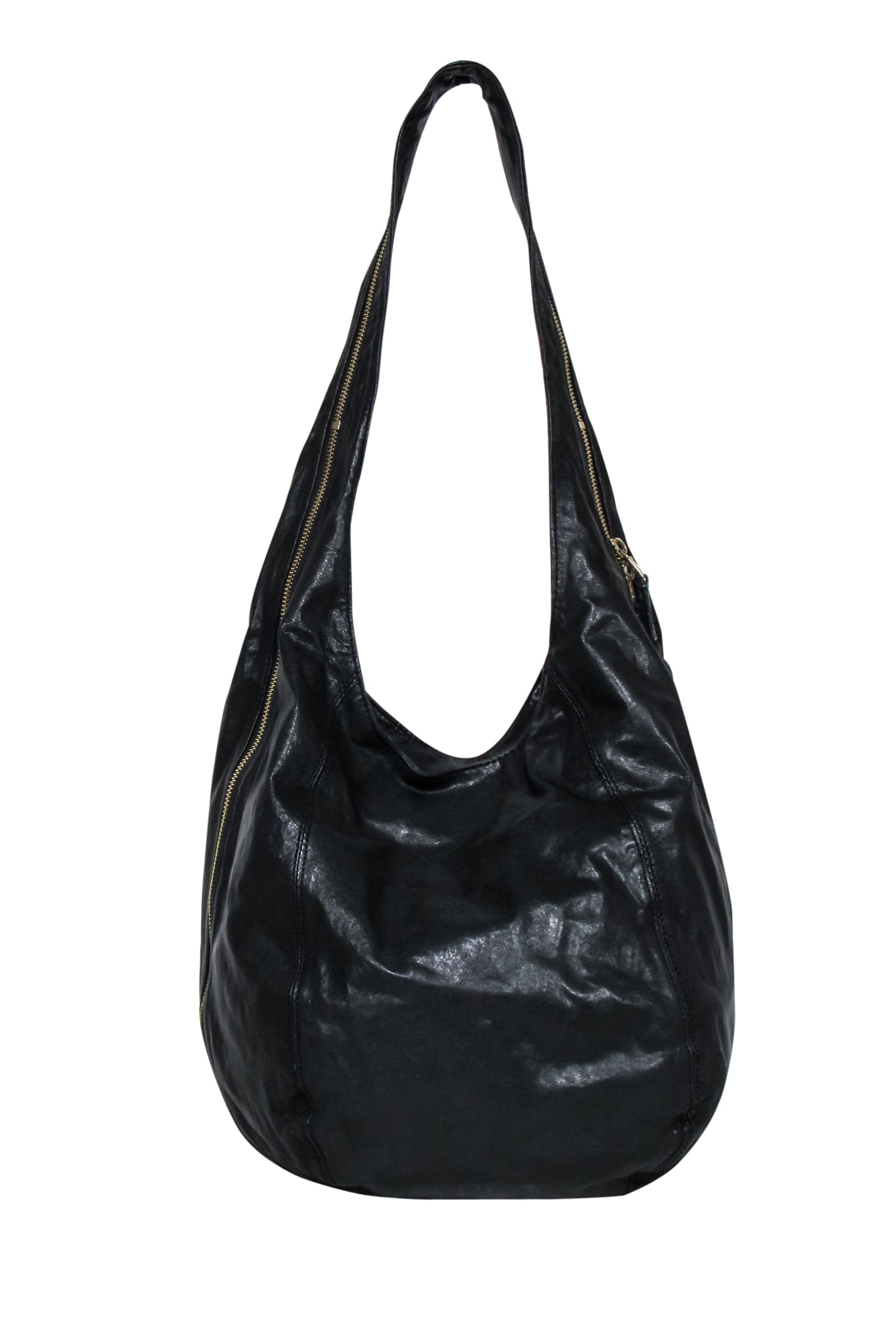 Halston Heritage Black Leather Slouchy Shoulder Bag - A Chic Bohemian Essential