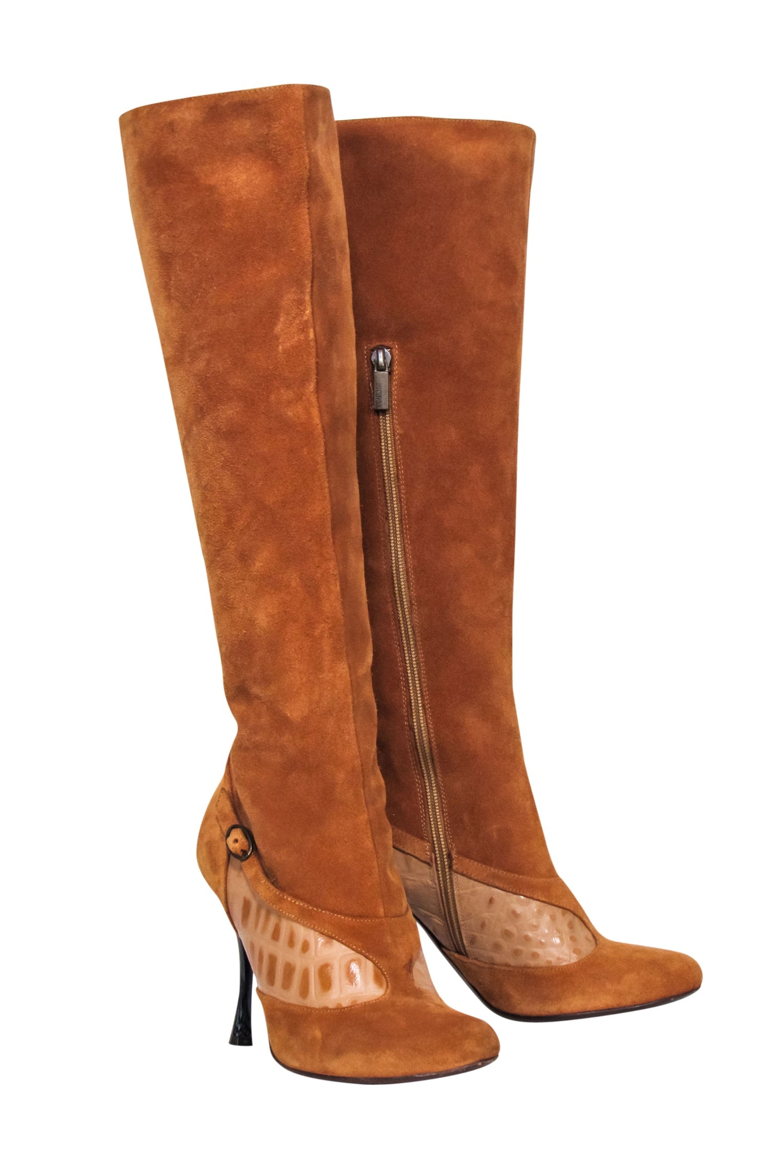 Just Cavalli Tan Suede Tall Boots - Size 8: Unleash Your City Chic!