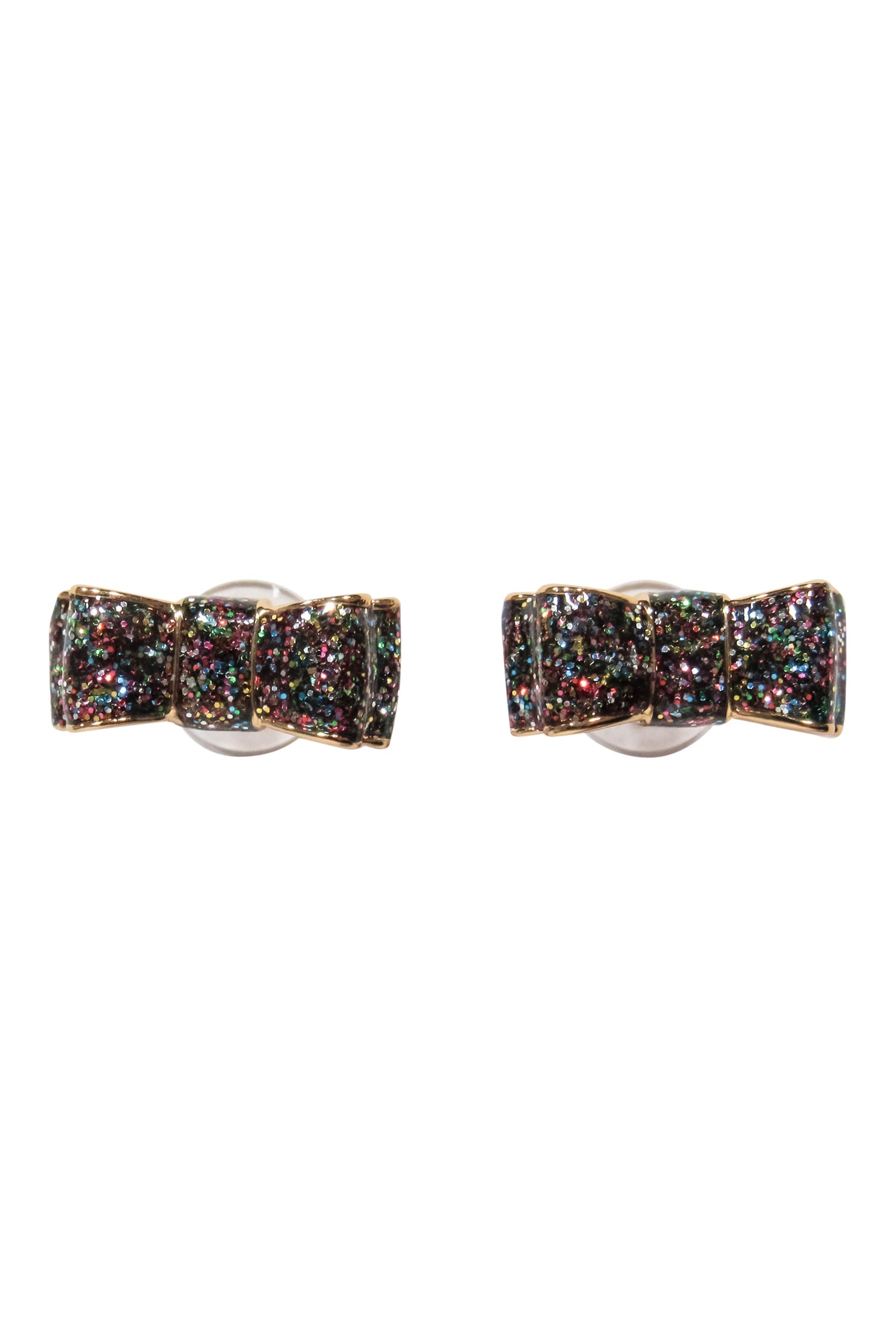 Kate Spade Black & Gold Sparkly Bow Stud Earrings - A Rainbow of Glamour!
