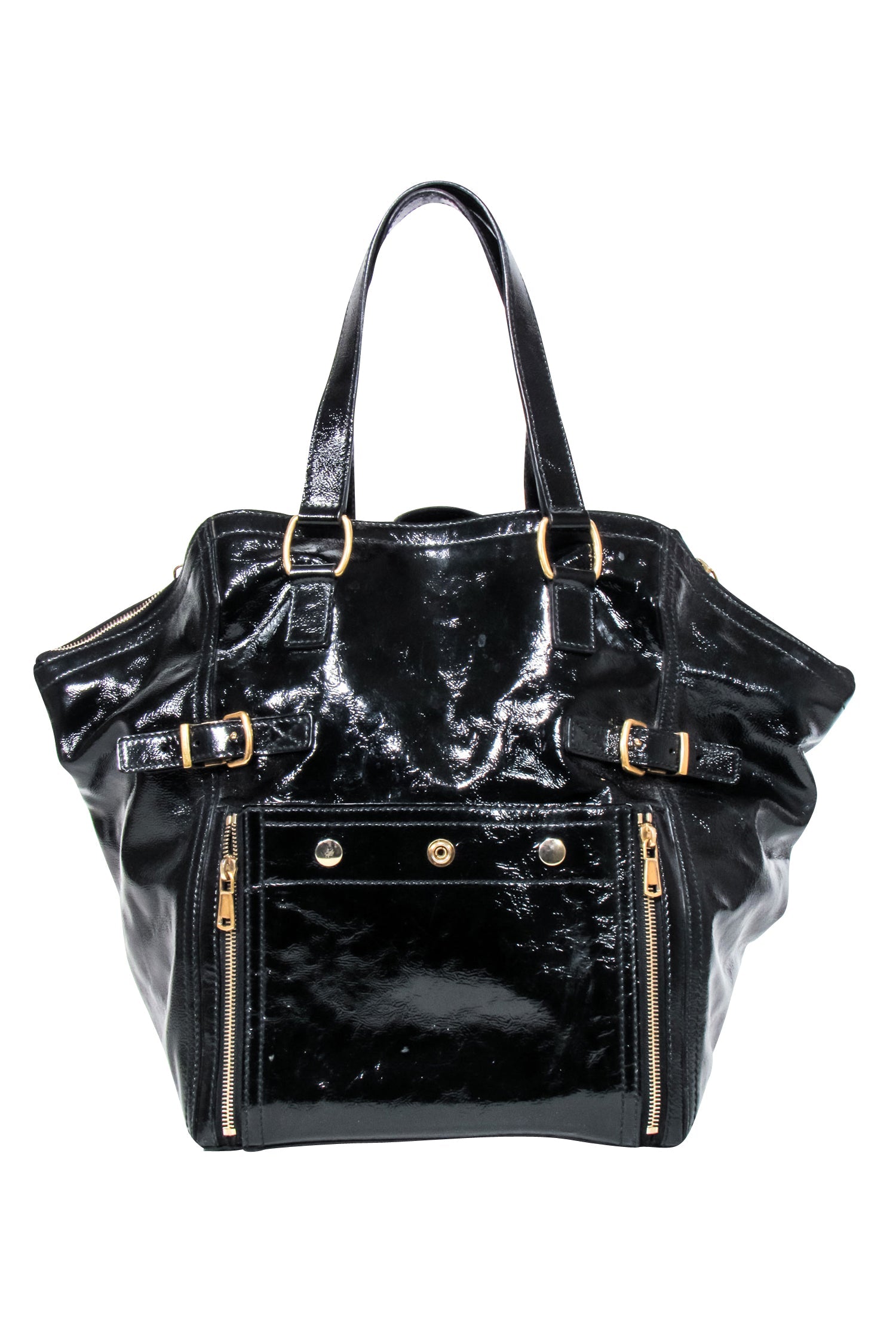 Yves Saint Laurent's Stunning Black Patent Leather Downtown Tote