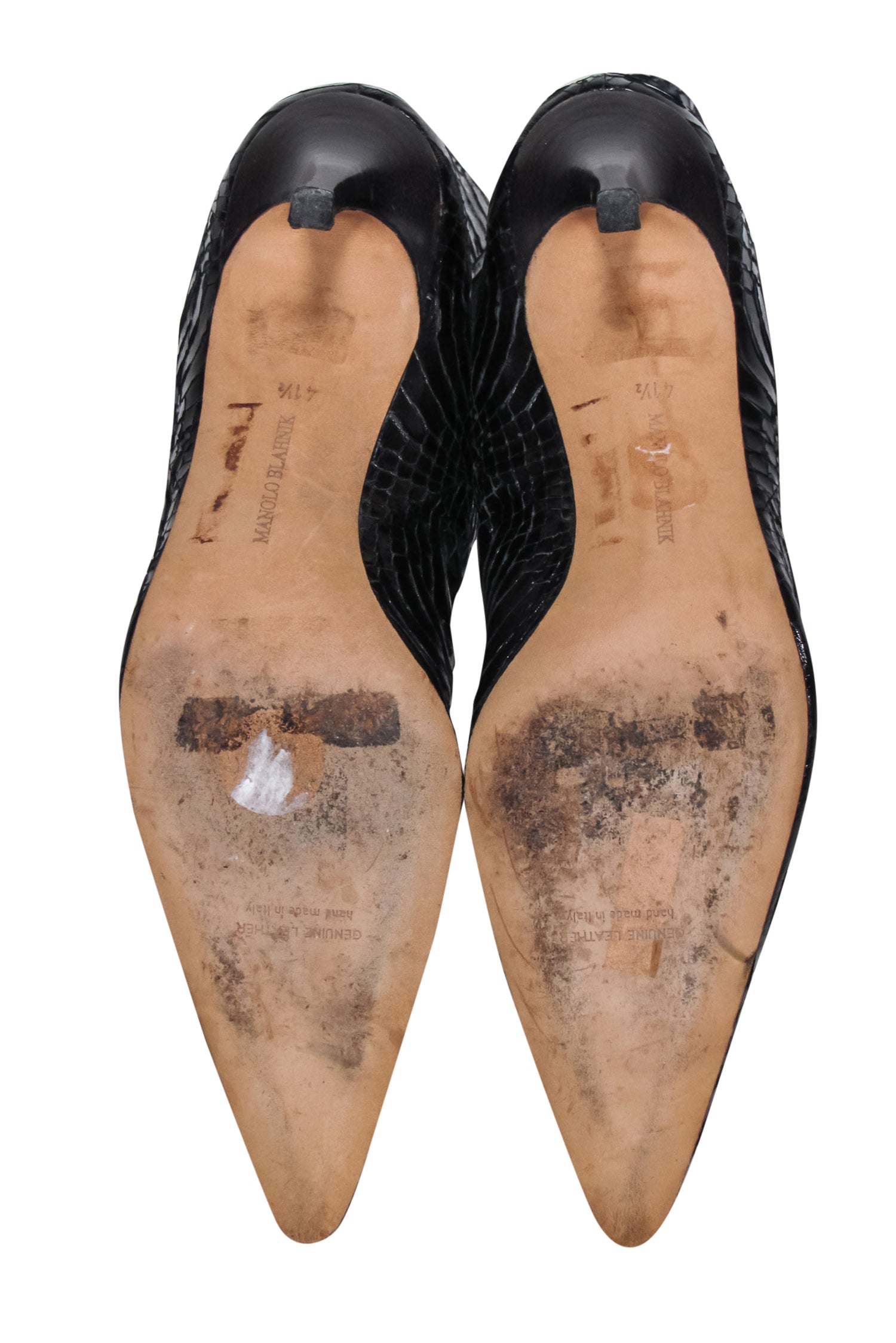 Manolo Blahnik - Stunning Black Snakeskin Heeled Short Boots Size 11.5