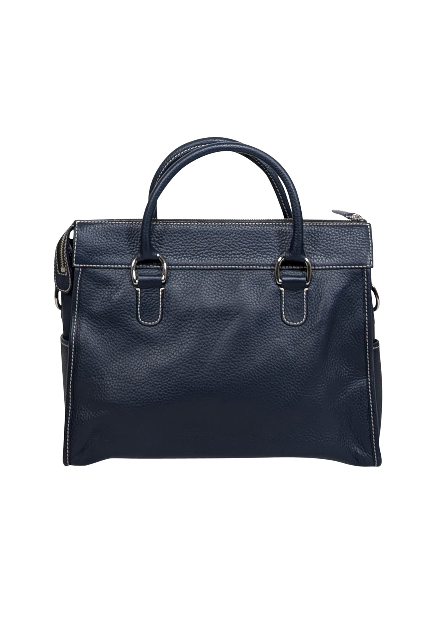 Dooney & Bourke - Stunning Navy Blue Pebbled Leather Double - Pocket Front Shoulder Bag