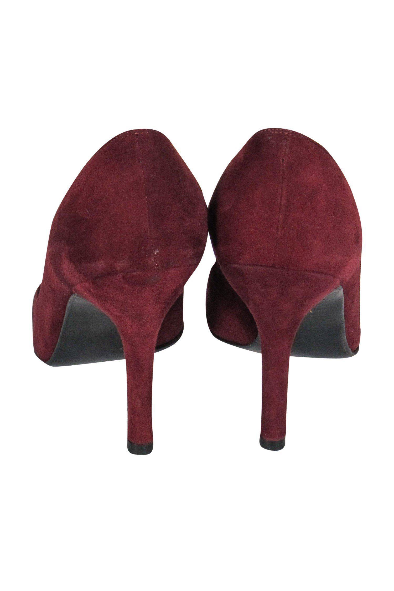 Stuart Weitzman - Gorgeous Burgundy Suede Pointed-Toe Pumps, Size 5