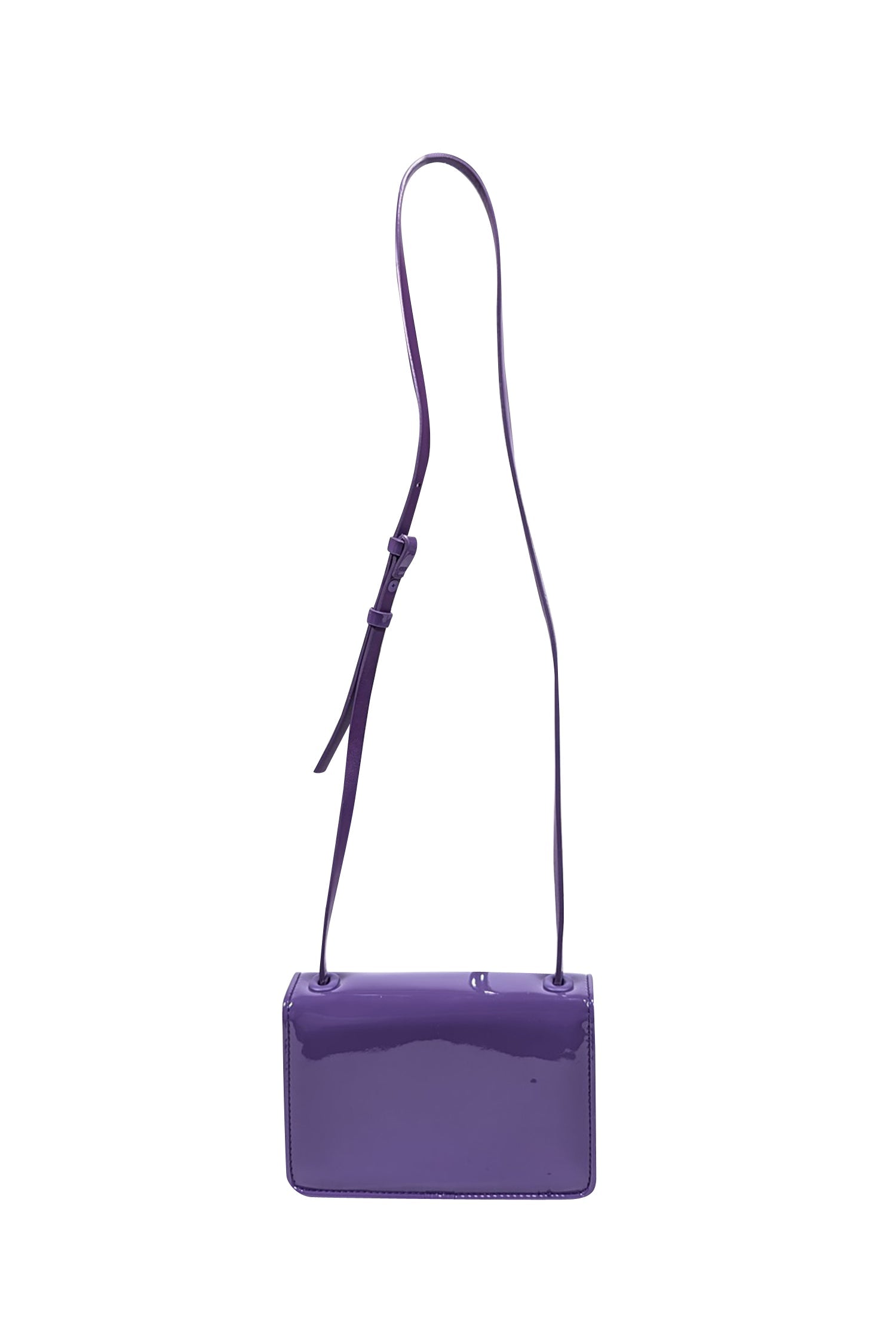 Acne Studios Purple Patent Leather Crossbody Bag with Green Face Patch