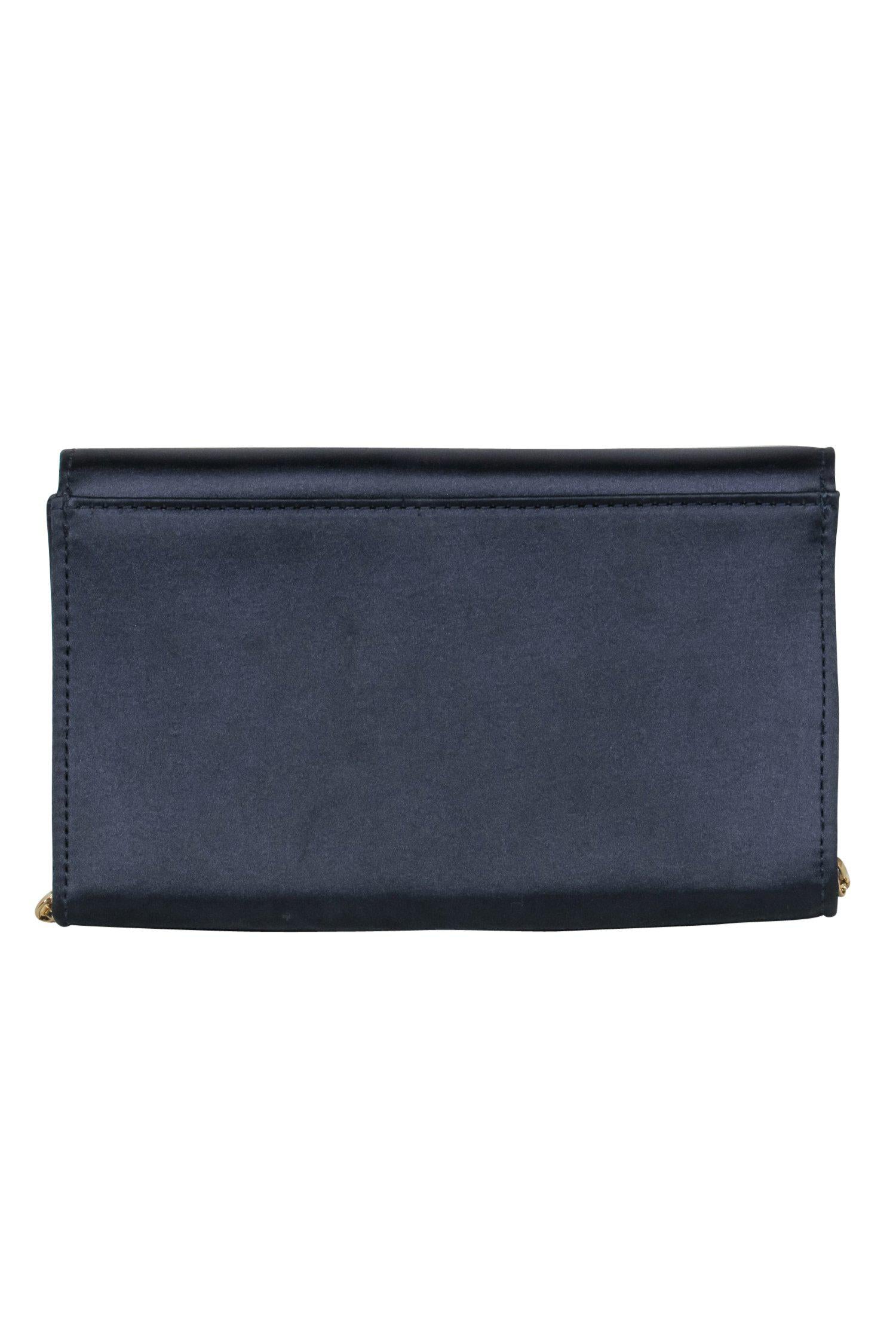 Ted Baker Navy Satin Gold Chain Crossbody: A Glam Bow-Adorned Beauty