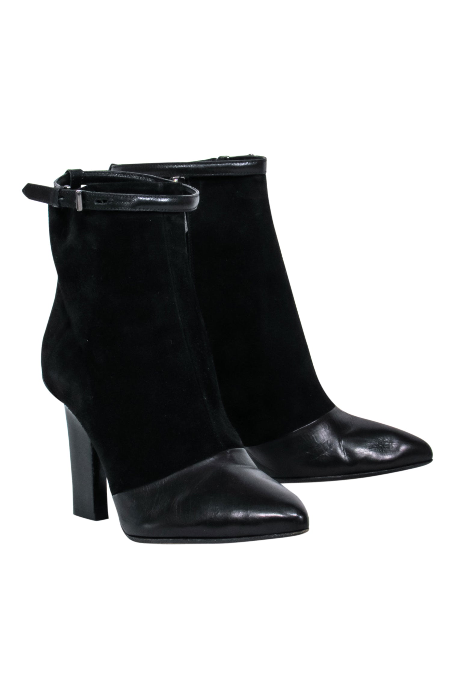 Reed Krakoff Black Suede Short Boots with Leather Toe - Size 6.5: Chic City Style!
