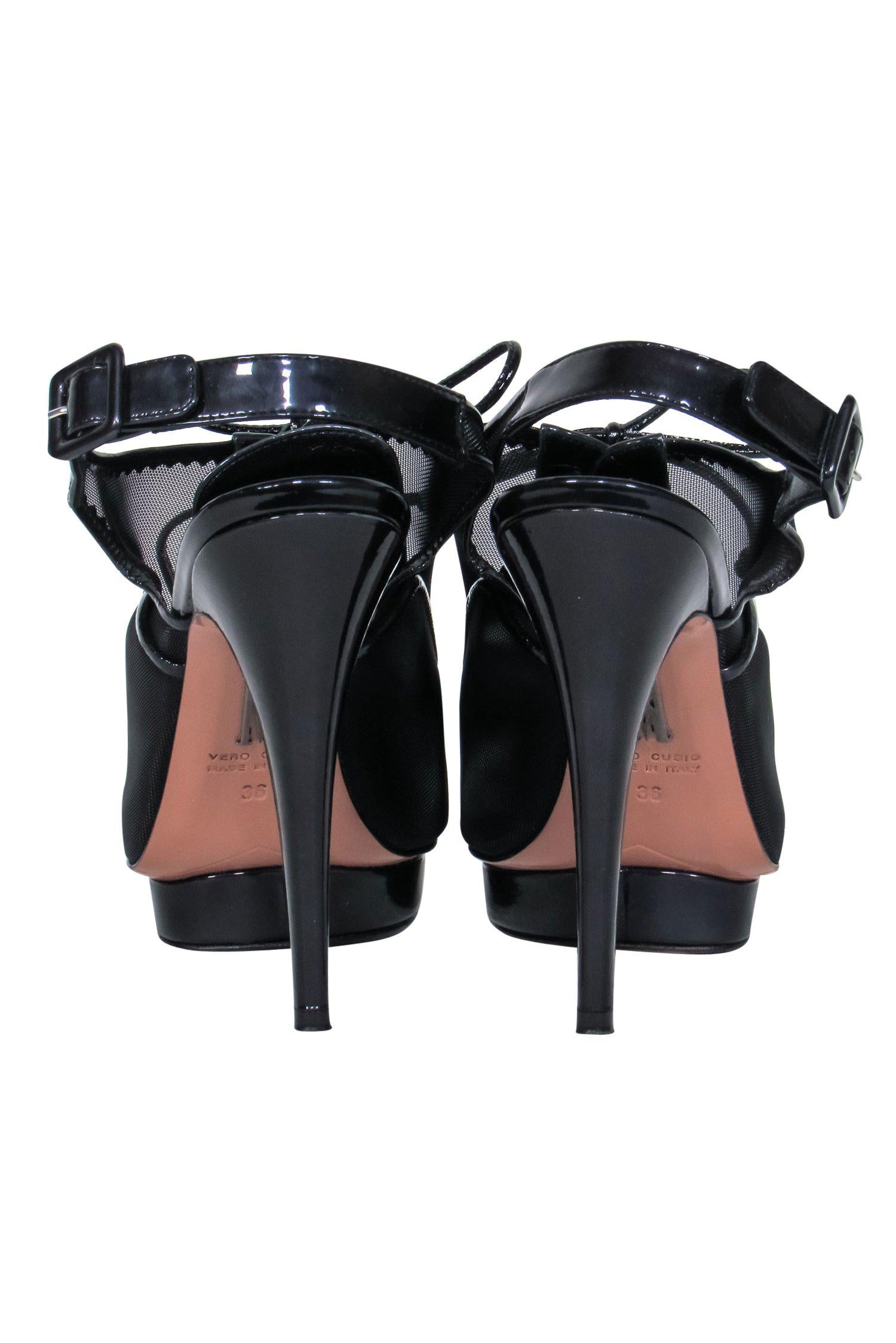 Rodolphe Menudier's Stunning Patent Leather & Mesh Lace - Up Slingbacks in Size 6