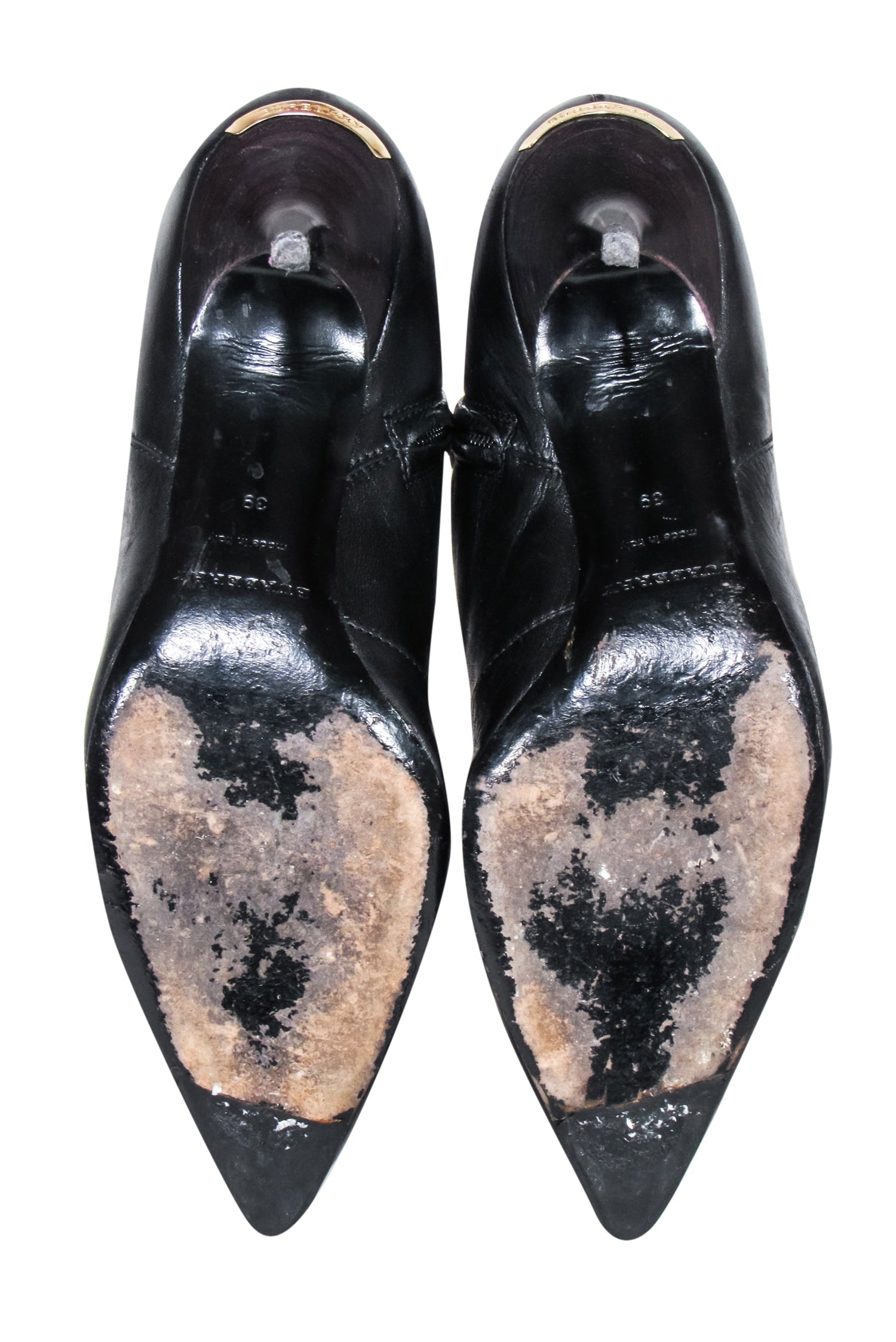 Burberry Black Leather Pointed-Toe Stiletto Booties - Size 9
