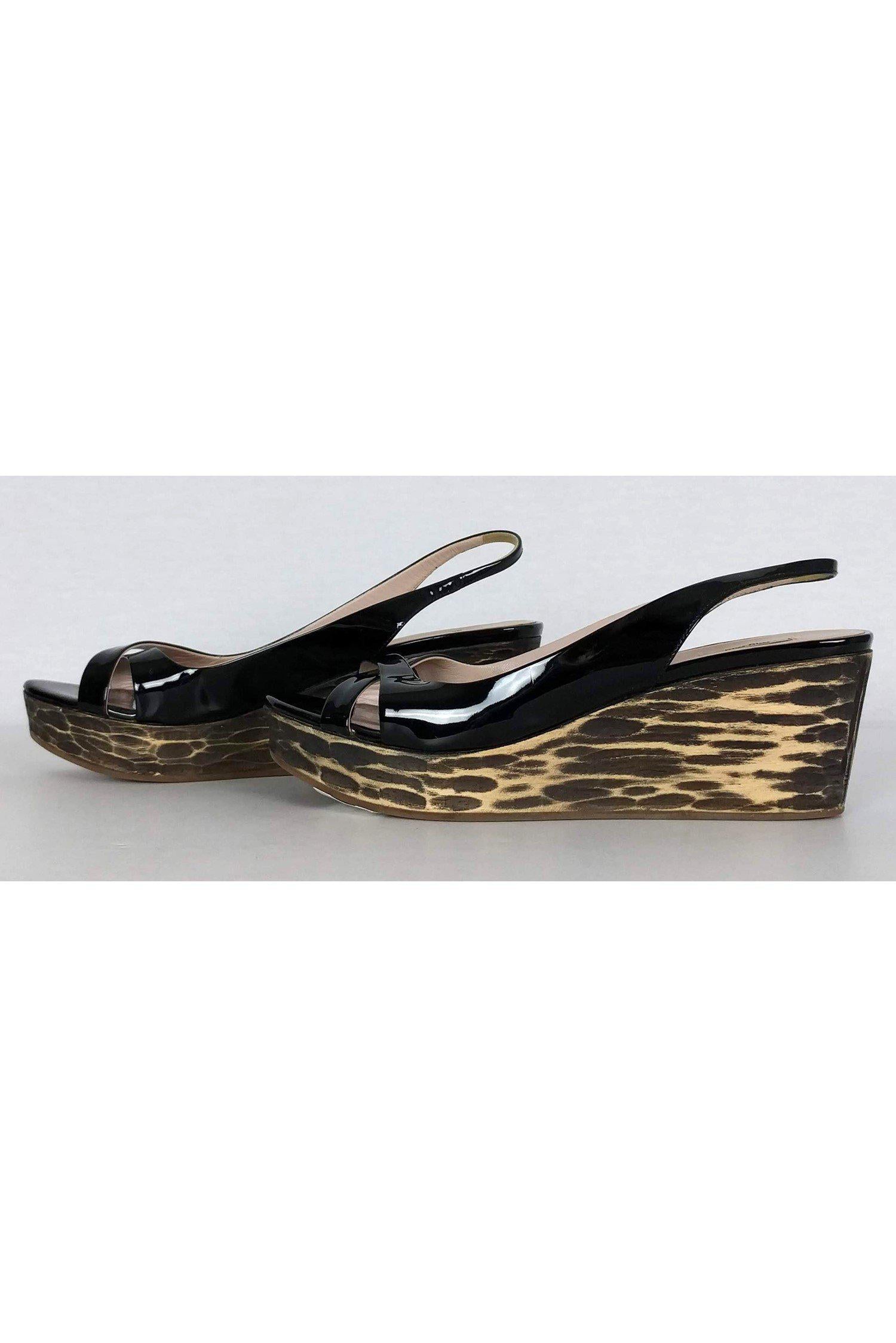 Miu Miu Black Patent Leather Wedges - Size 8 - Irresistible Fashion!