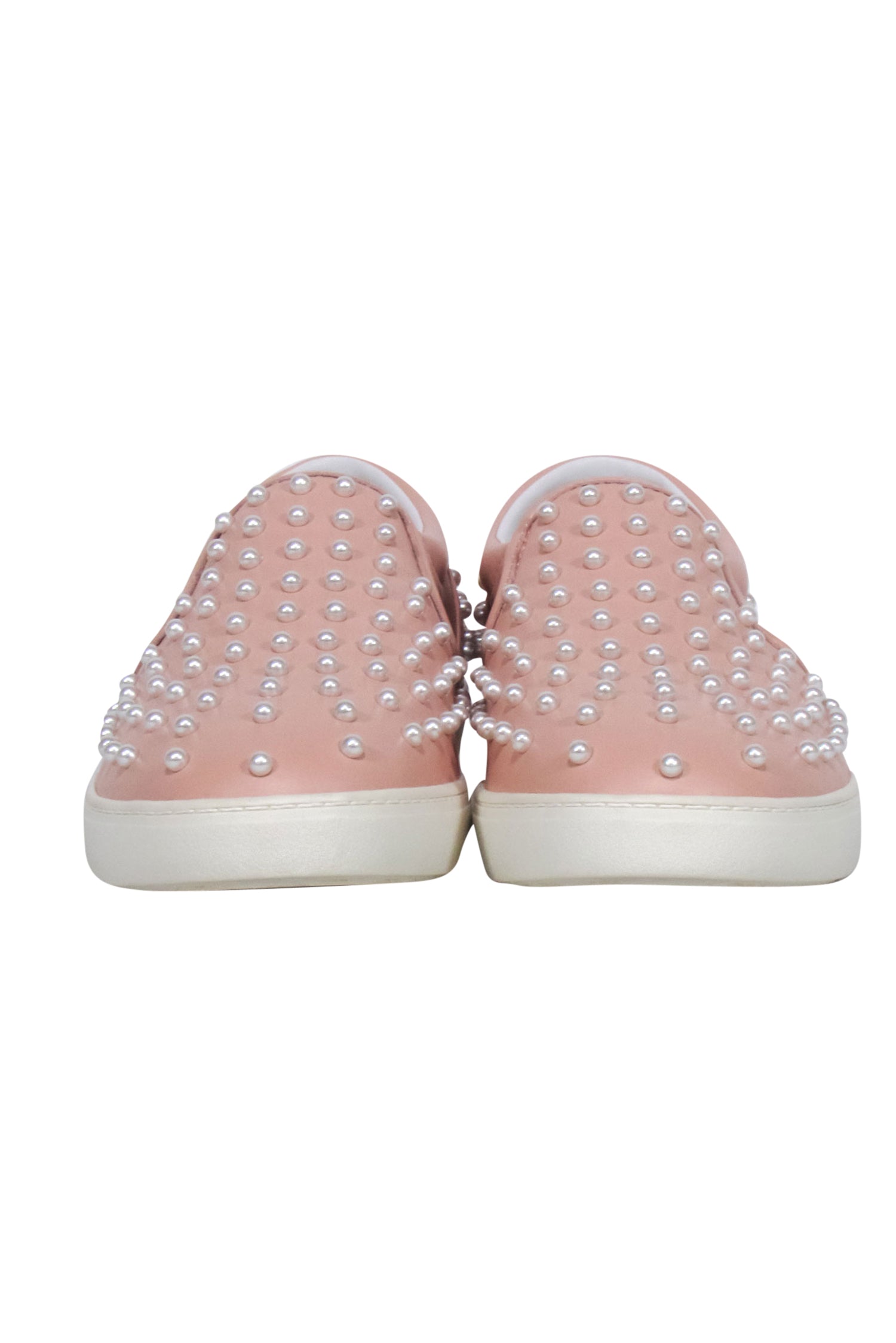 Stuart Weitzman Blush Pink Pearl-Trim Slip-On Flats - Size 11.5