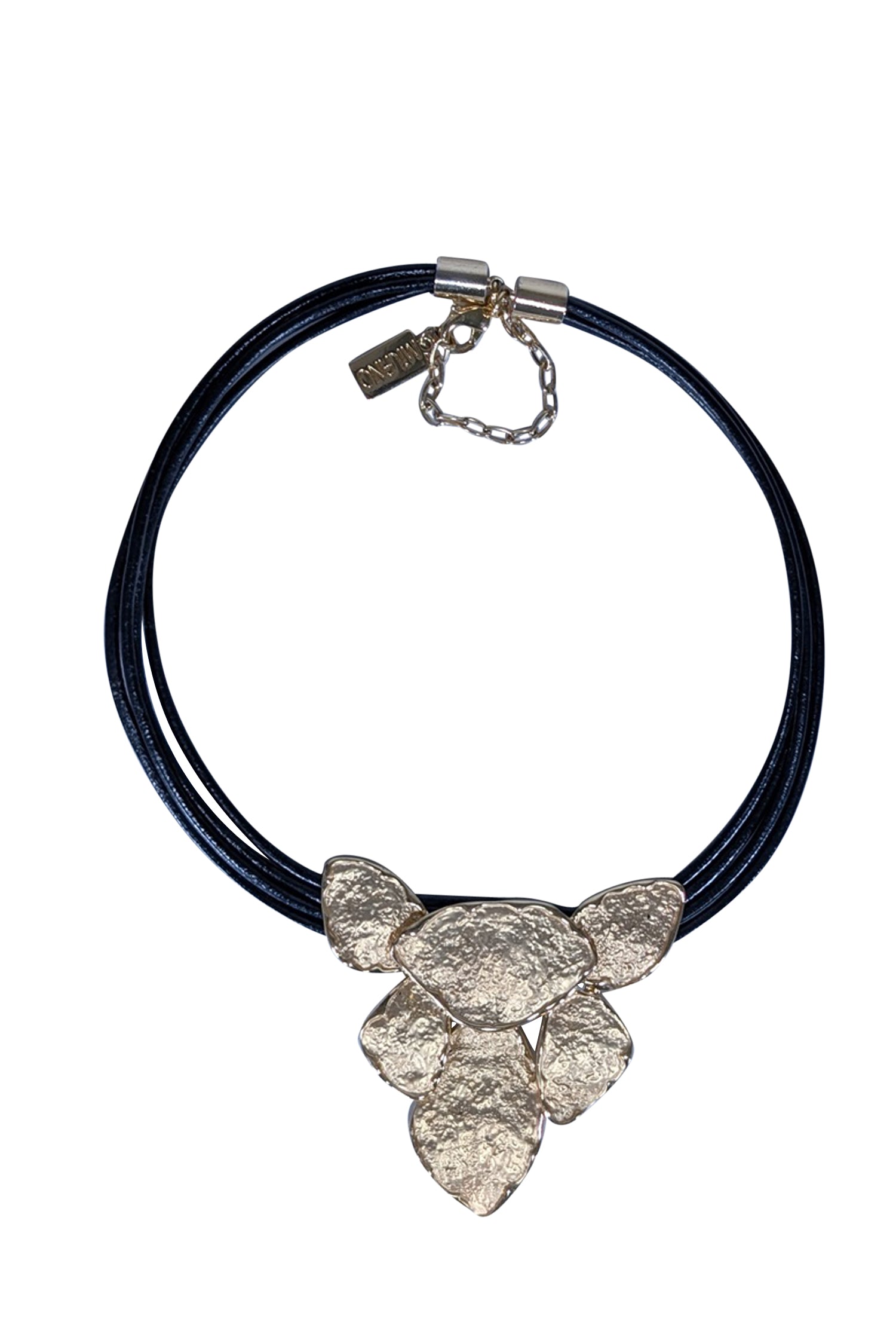 Glamorous Milano Gold-Textured Large Pendant on Triple Rope Necklace