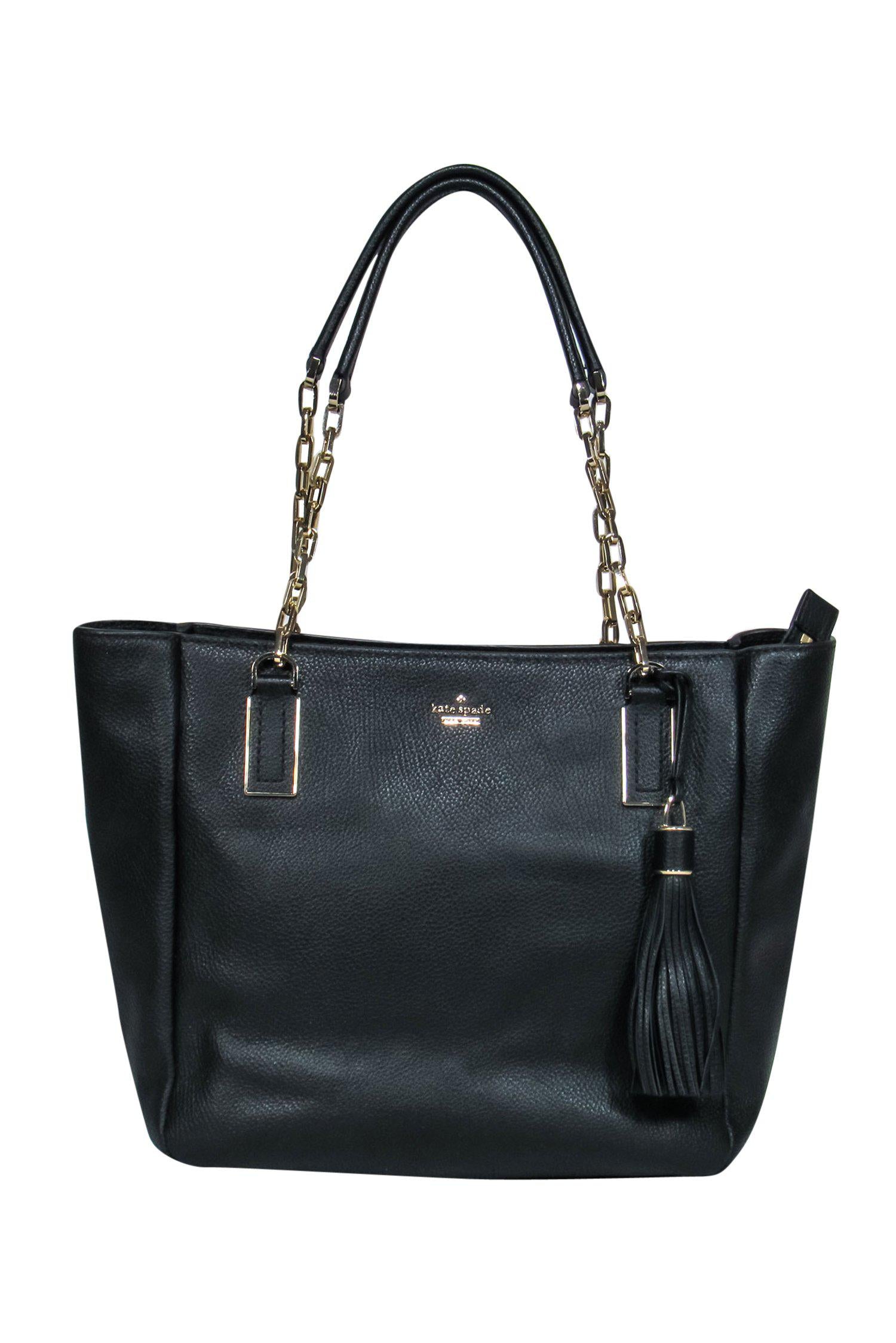 Kate Spade's Timeless Black Pebbled Leather Chain Handle Satchel