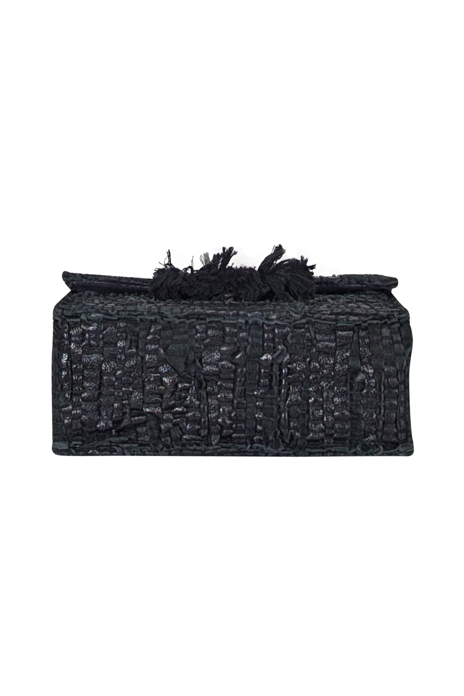 Koorreloo - The New Yorker Soho Flap Bag: Black Leather & Suede Woven