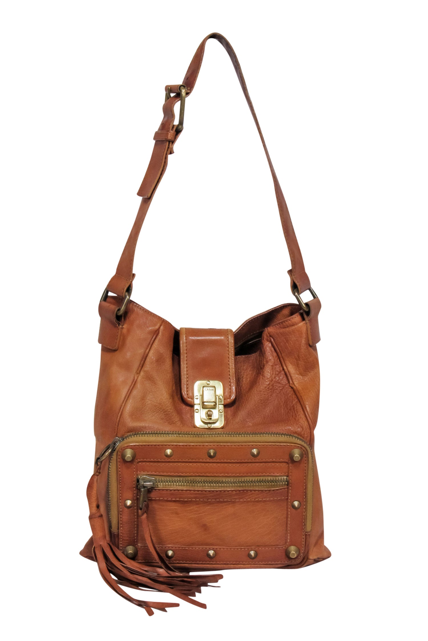 Chloe Tan Leather Rectangular Shoulder Bag - A Boho Chic Essential