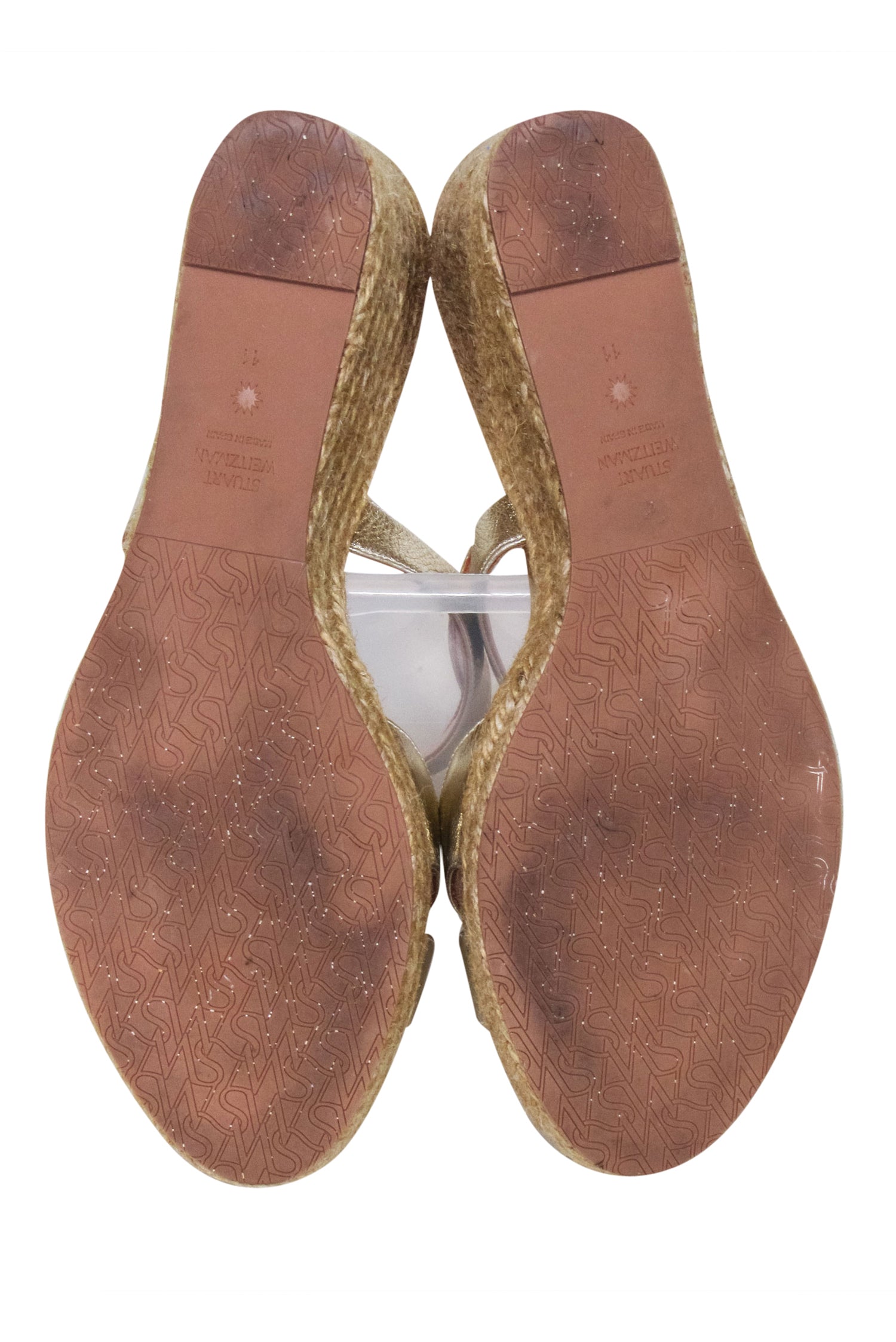Stuart Weitzman Gold Metallic Espadrille Wedges - Size 11: A Must-Have for Stylish Vacations!