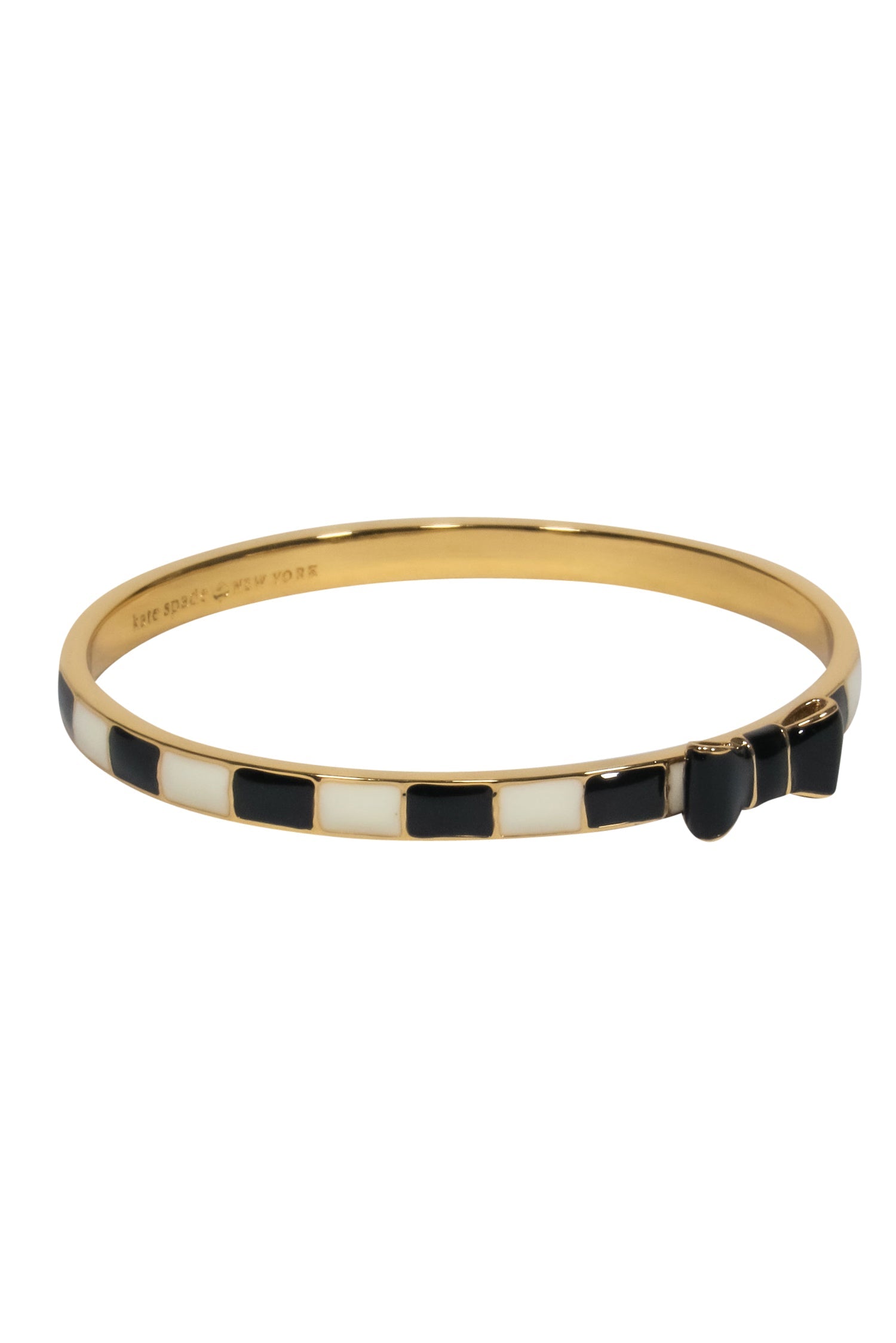 Kate Spade - Stunning Gold, Black & White Striped Bow Bangle