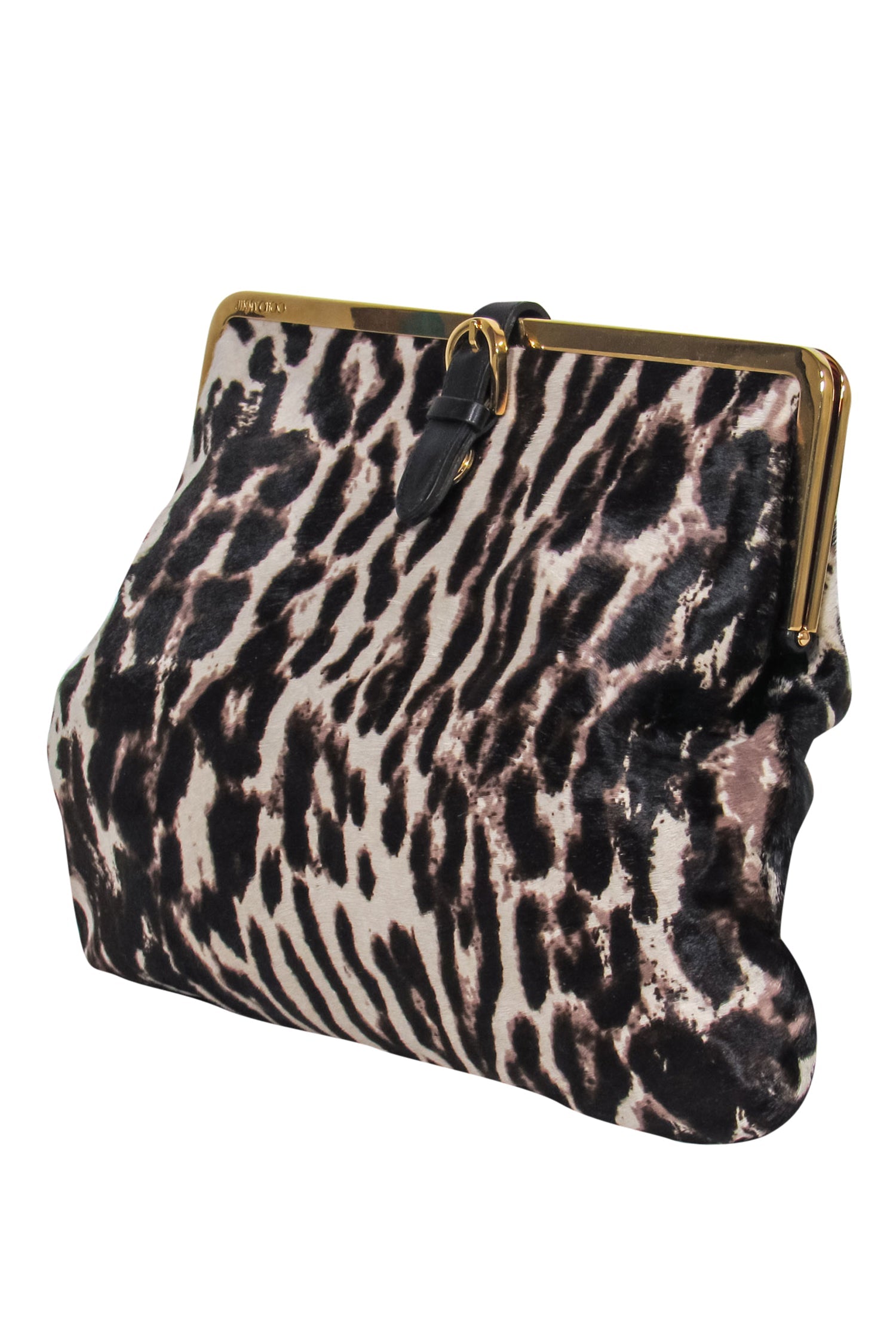 Jimmy Choo - Stunning Beige & Dark Brown Leopard Print Calf Hair Clutch