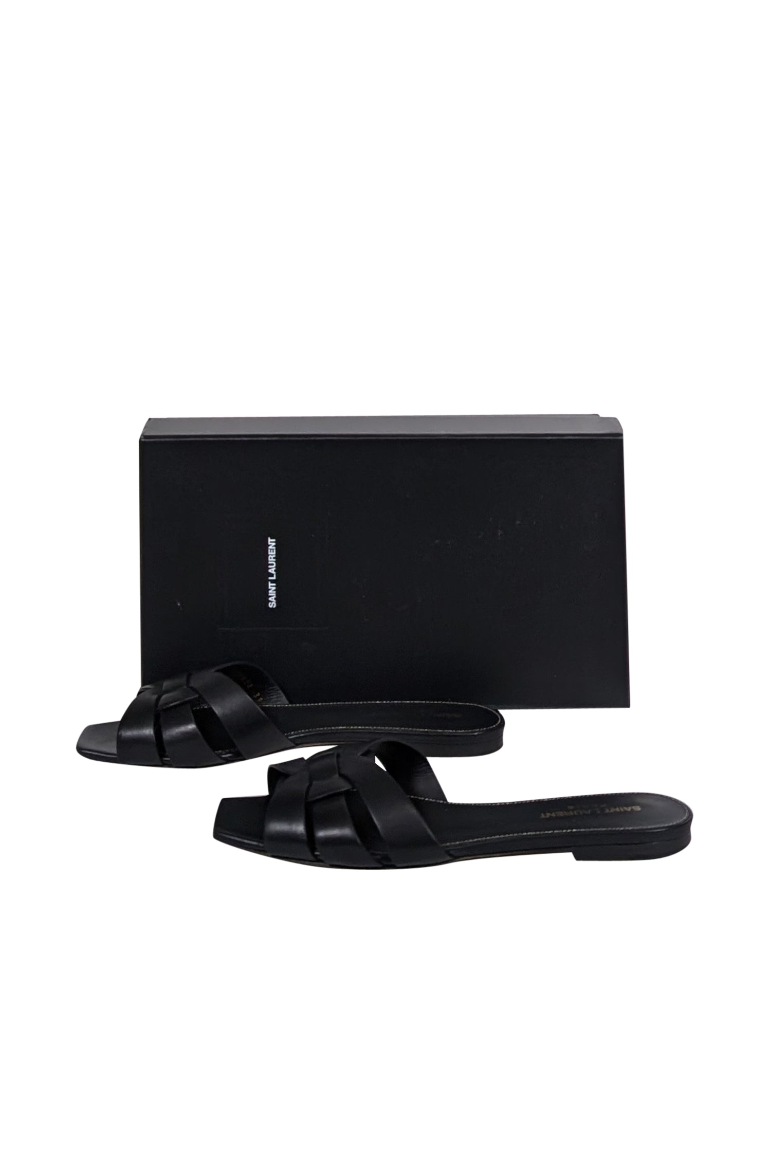 Yves Saint Laurent - Luxury Black Leather Slide Sandals in Size 9