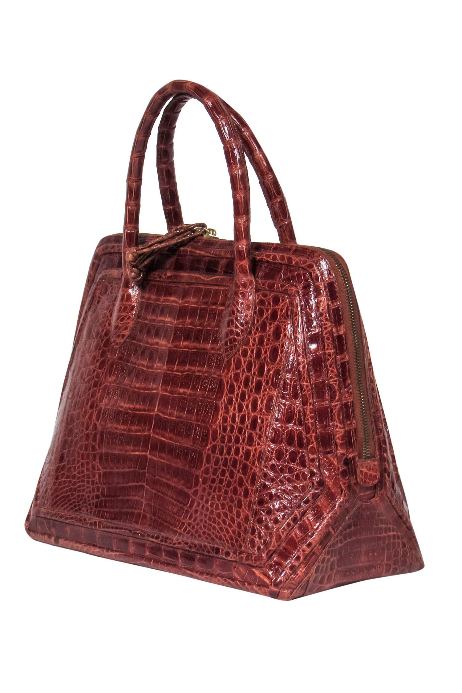 Nancy Gonzalez - Stunning Brown Crocodile Leather Structured Handbag