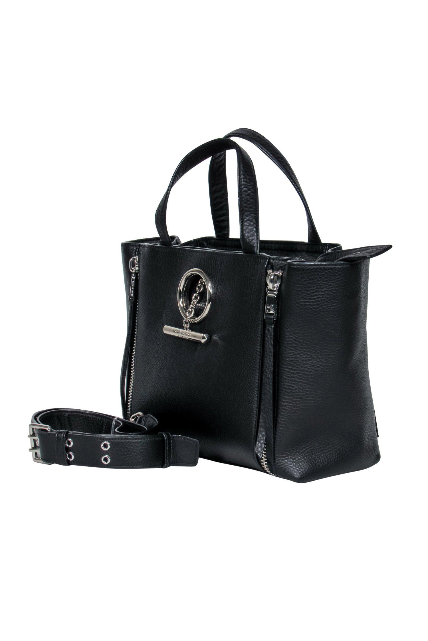 Henri Bendel - Stylish Black Pebbled Leather Convertible Satchel with Toggle
