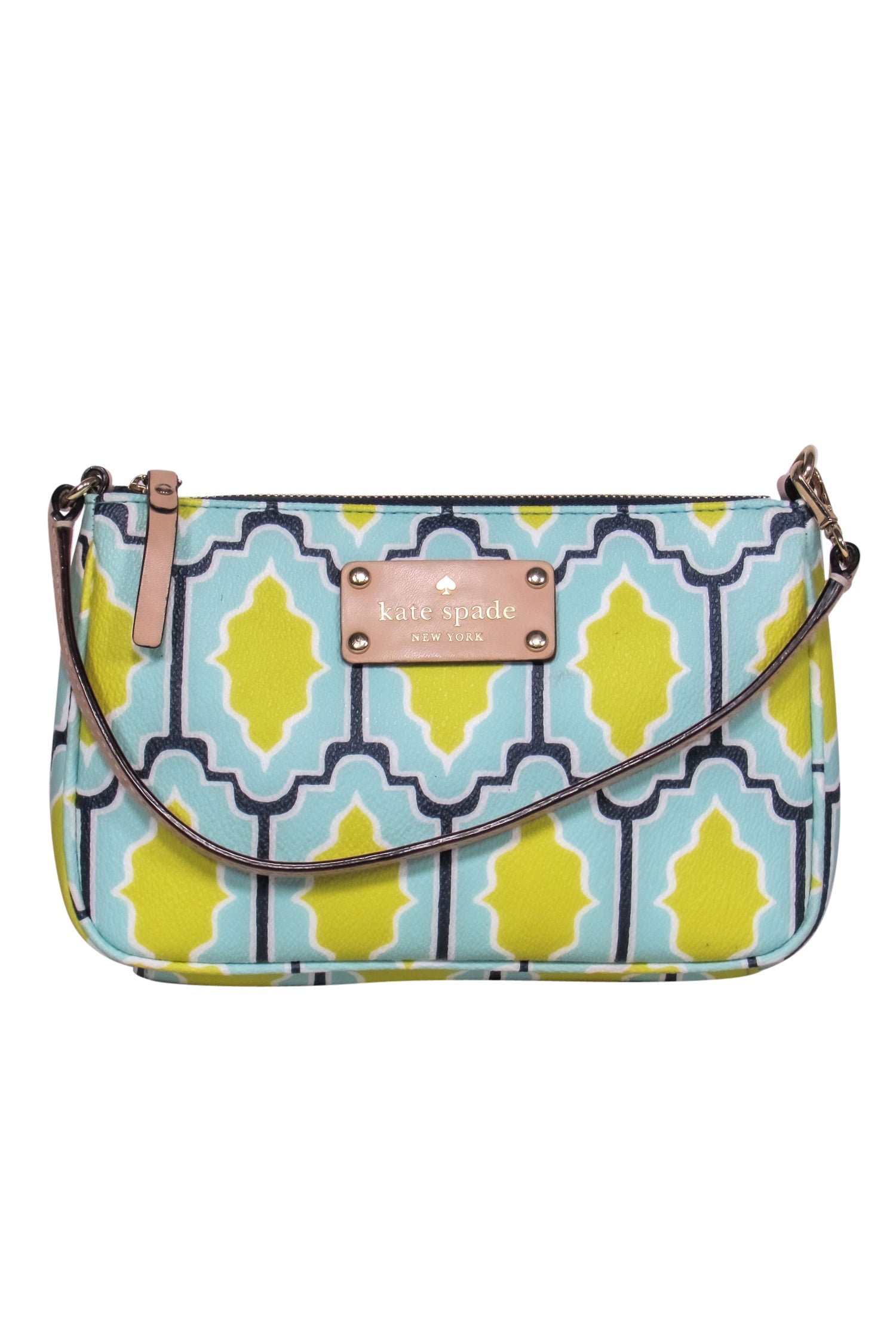Kate Spade Convertible Wristlet - Stunning Teal, Chartreuse & Navy Print