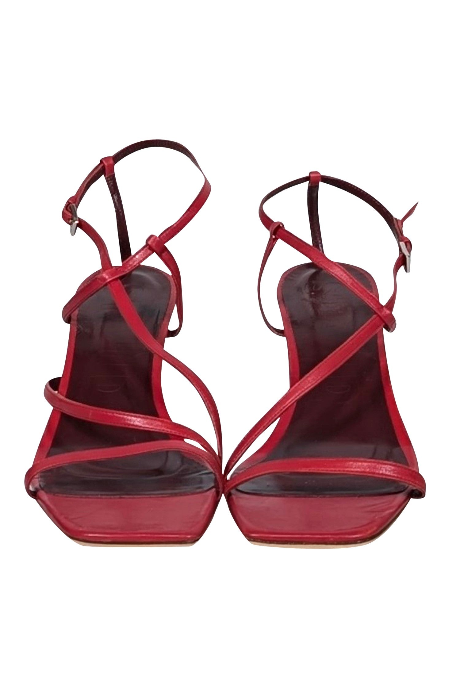 Staud's Gorgeous Red Square - Toe Strappy Kitten Heels, Size 12