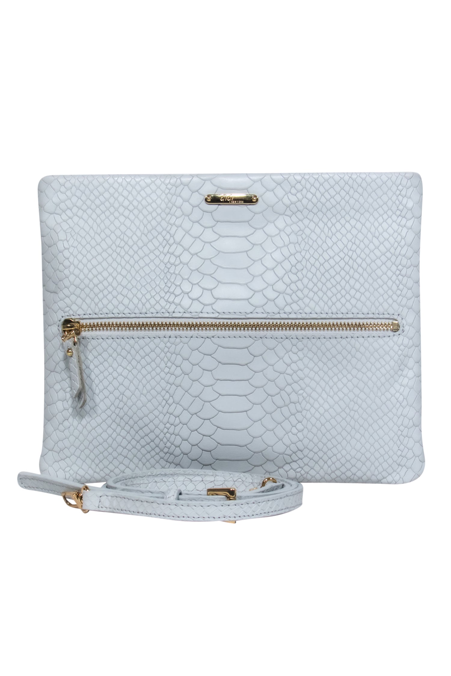 Gigi New York - Stunning Light Blue Snakeskin Embossed Convertible Crossbody