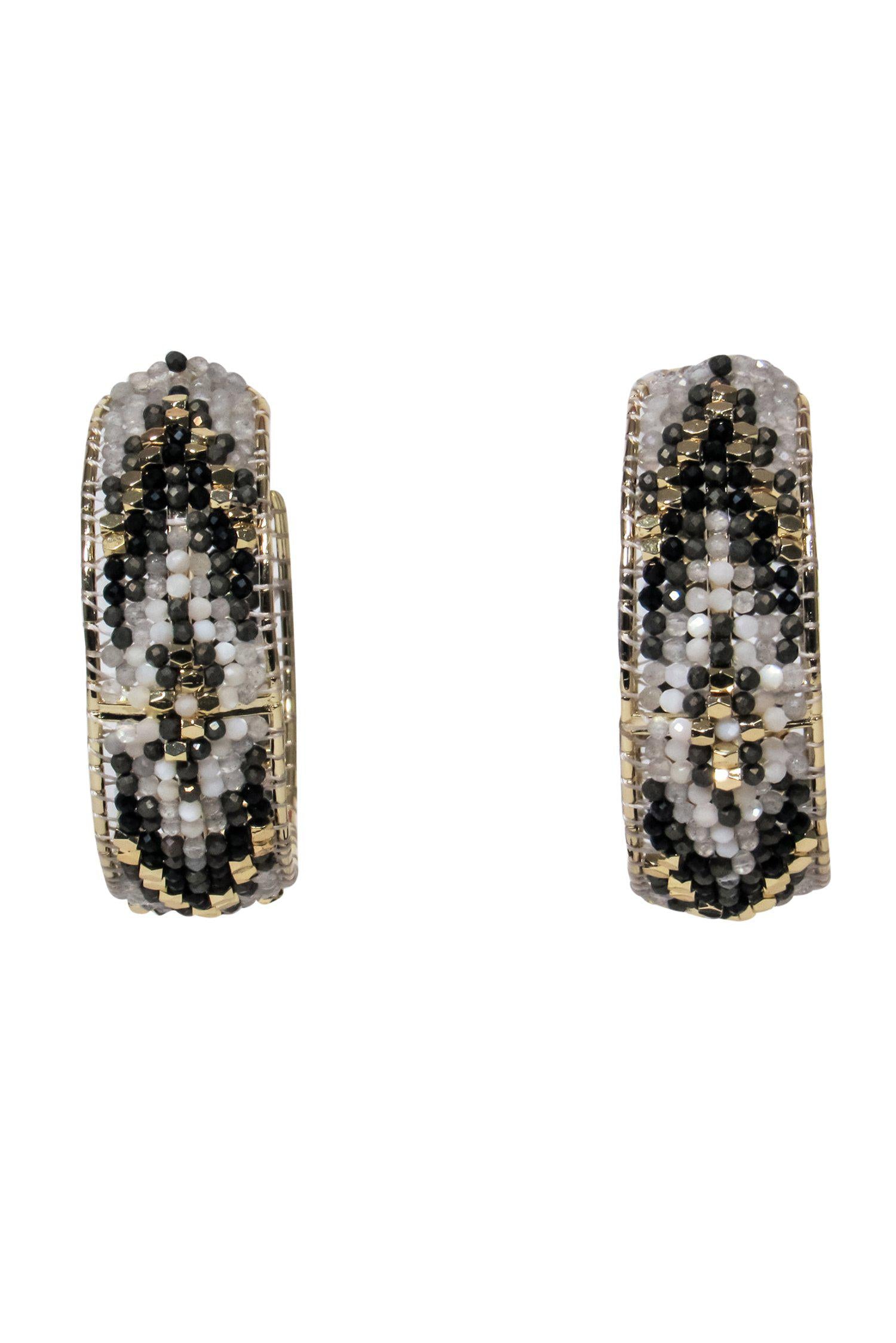 Kendra Scott - Stunning Gold, Black & White Beaded 'Britt' Hoop Earrings