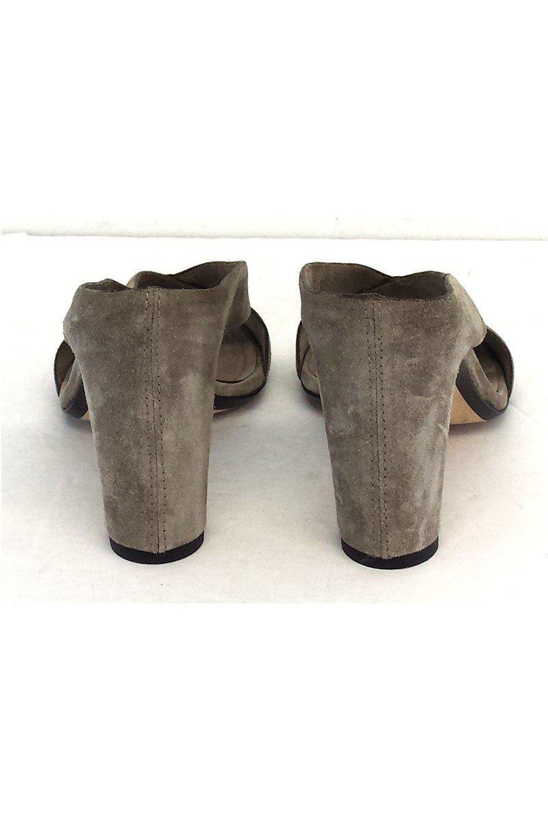 Roberto Del Carlo's Chic Taupe Suede Slip-On Mules - Size 8