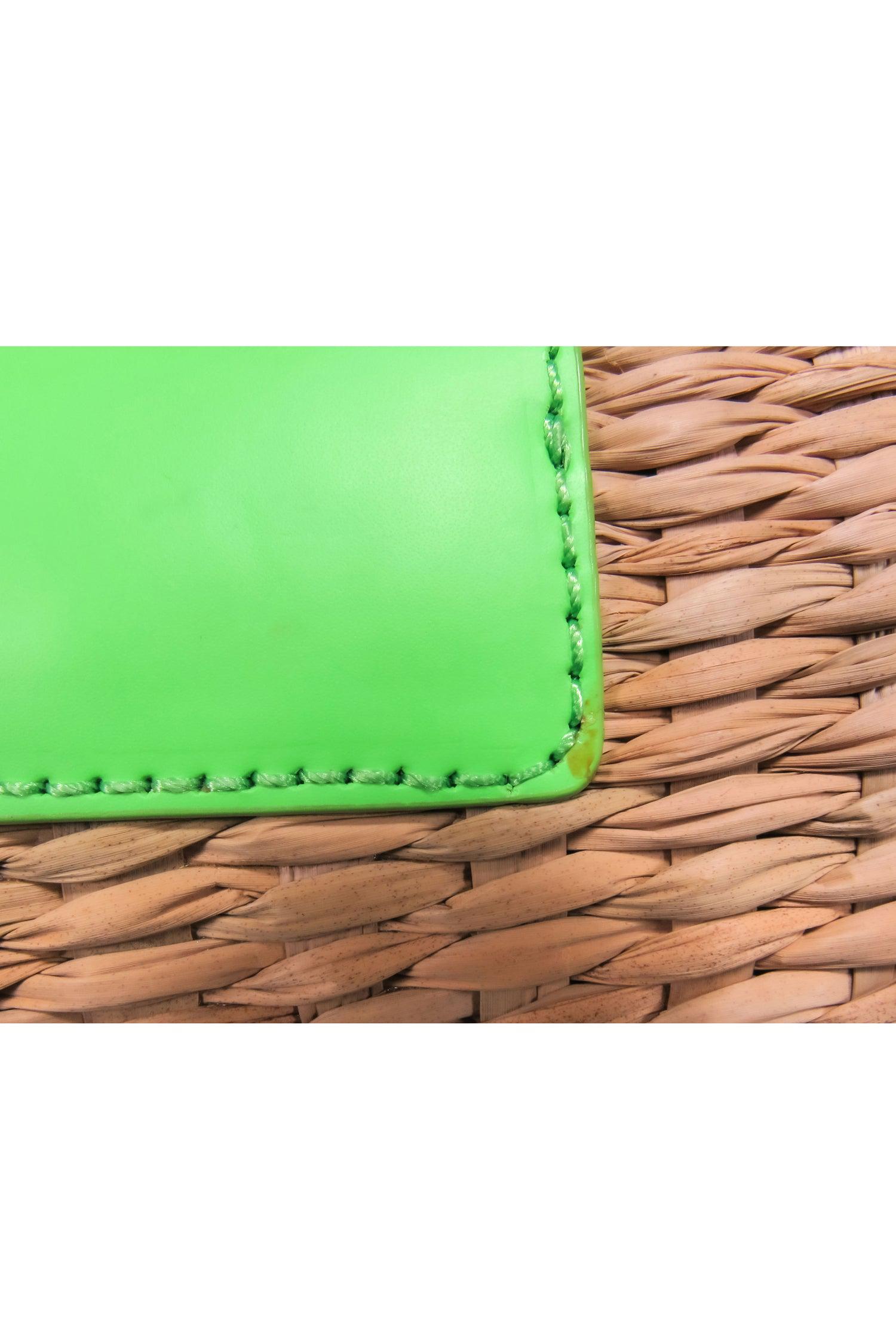 Kate Spade's Enchanting Small Wicker Handbag with Stunning Green Leather Accents