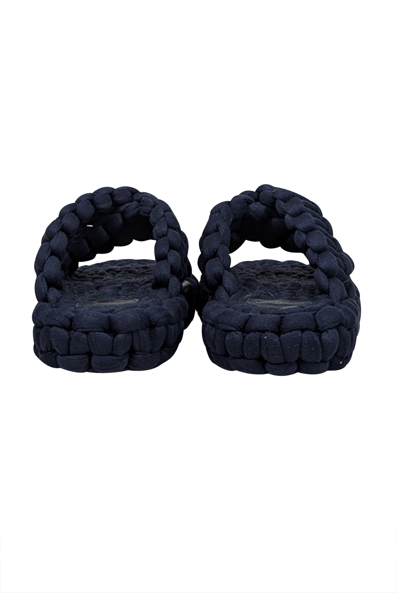 Chloe Navy Woven Braided Kamy Platform Slide Sandals - Size 7 - Stylish Beach Must - Haves