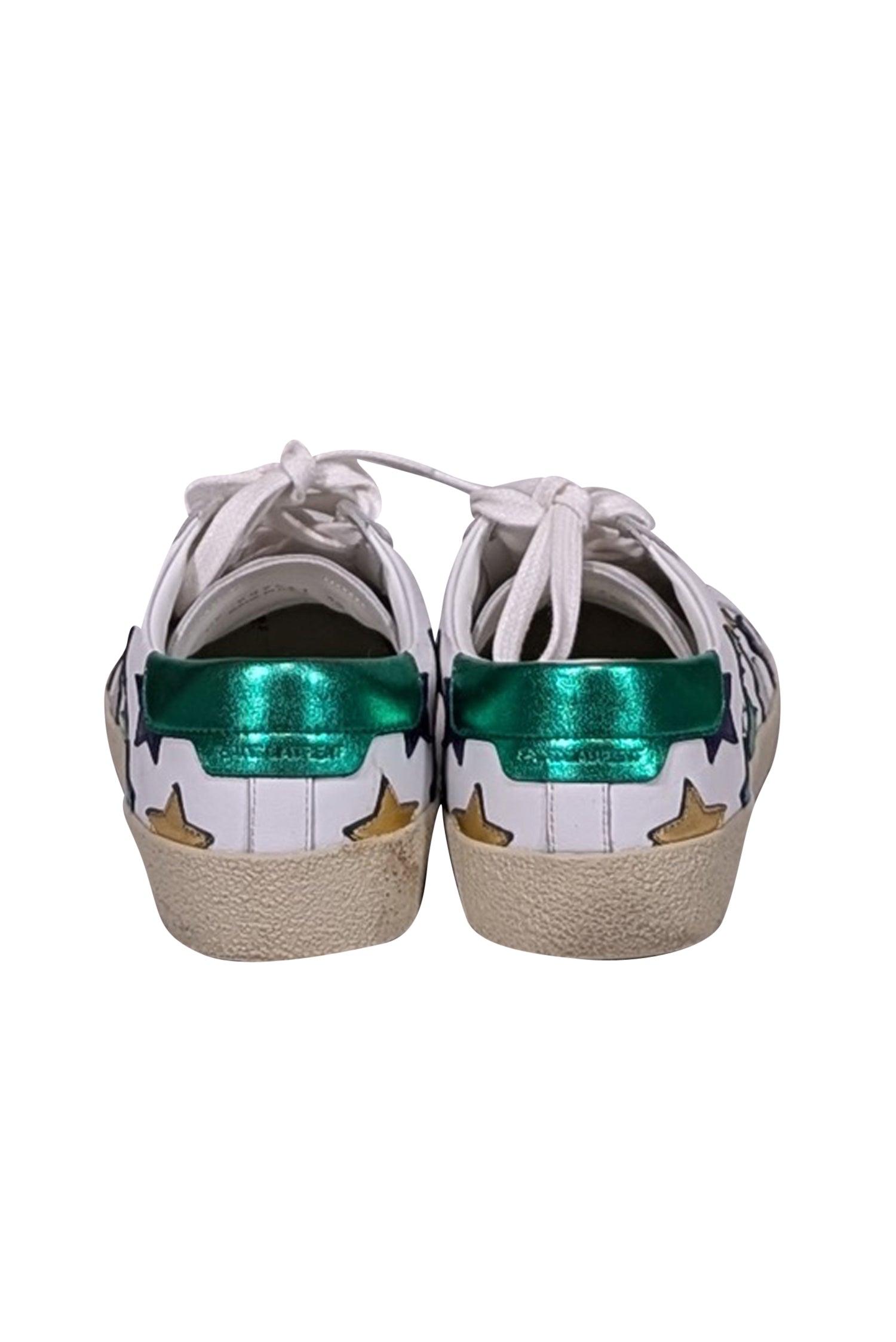 Yves Saint Laurent - Glamorous White & Multicolor Metallic Star Print Sneakers, Size 8
