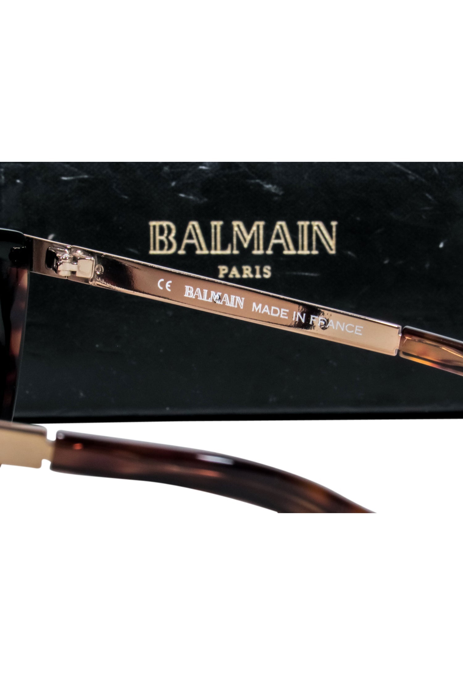 Balmain Brown Tortoise Sunglasses with Glam Gold Bar