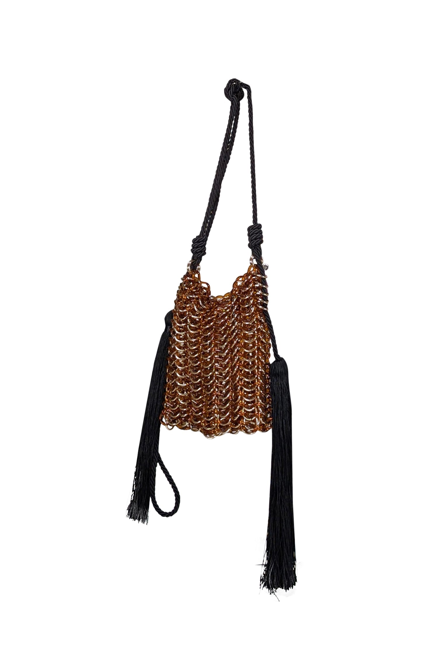 Carolina Santo Domingo - Stunning Brown Resin Luisella Crossbody Bag with Tassels