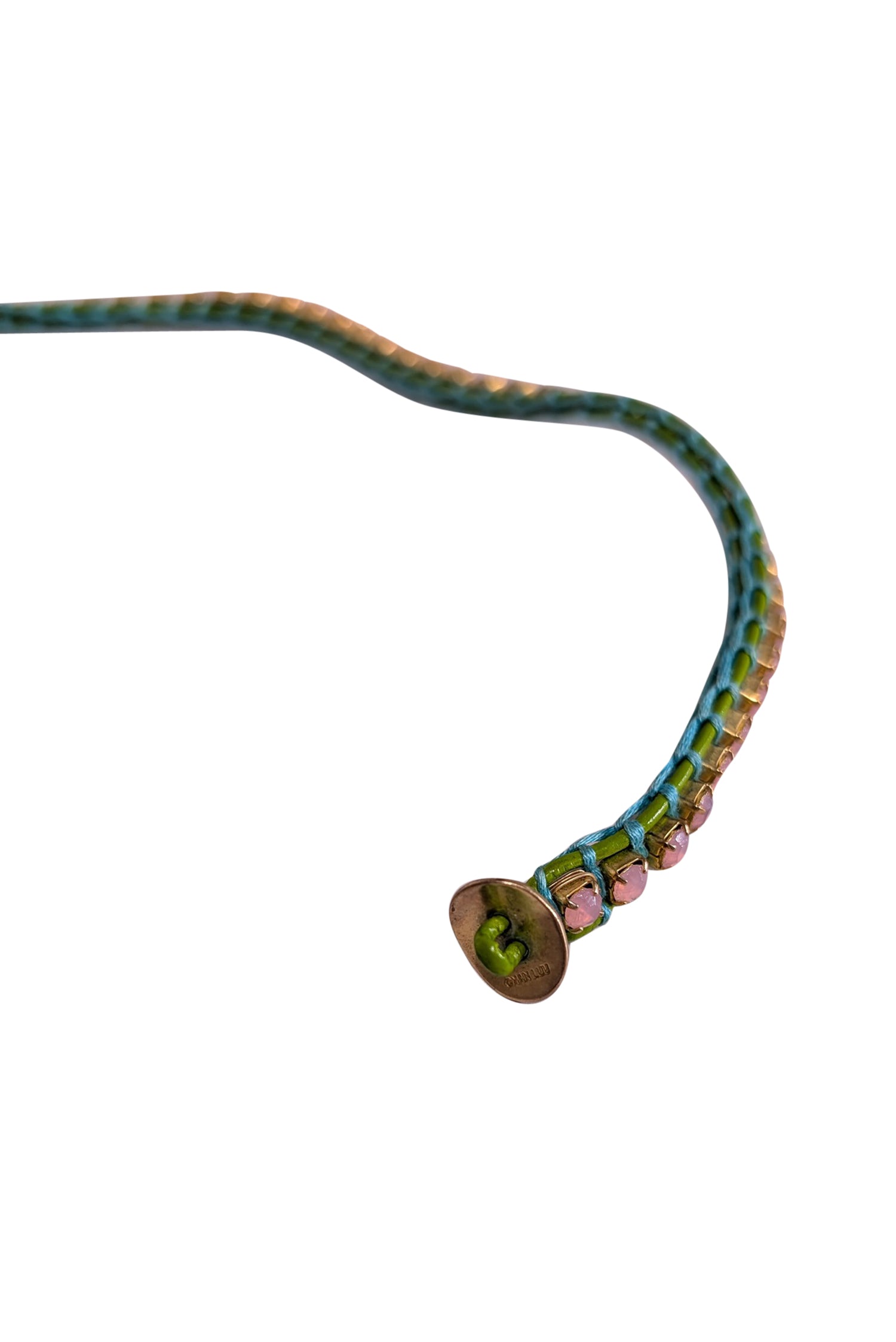 Chan Luu - Stunning Green & Blue Wrap Bracelet with Pink Gems