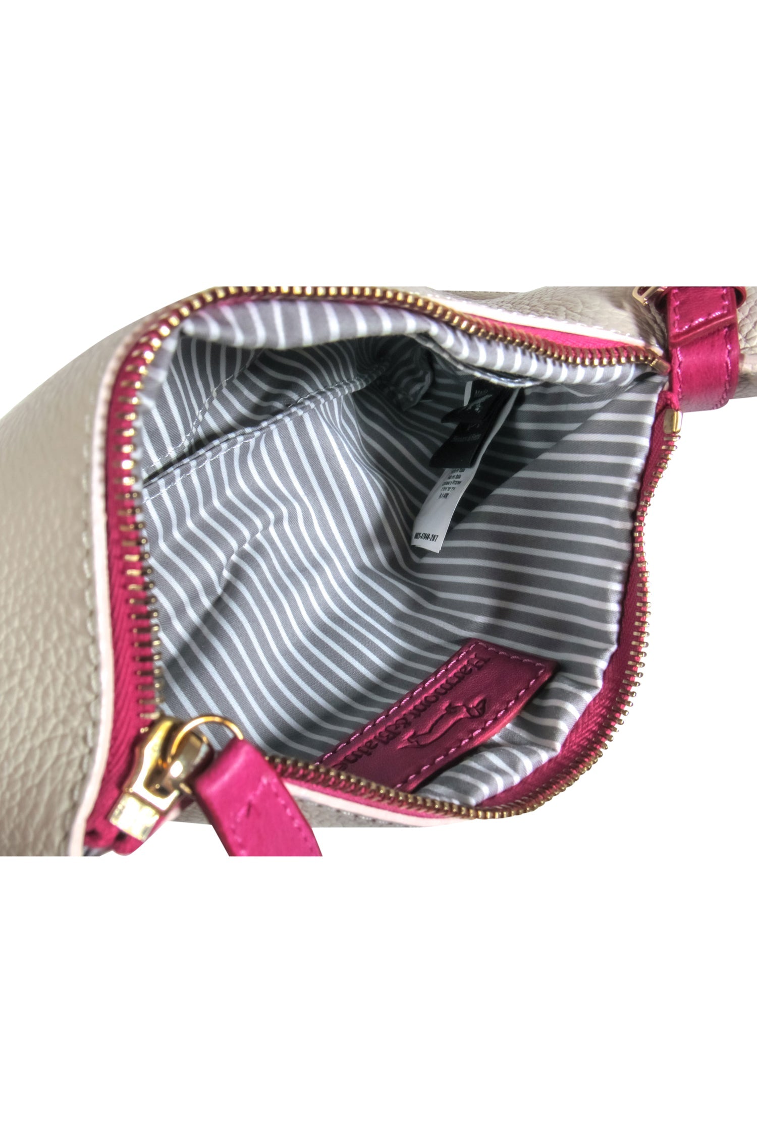 Harmont & Blaine - Adorable White & Pink Pebbled Leather Dachshund Crossbody Bag