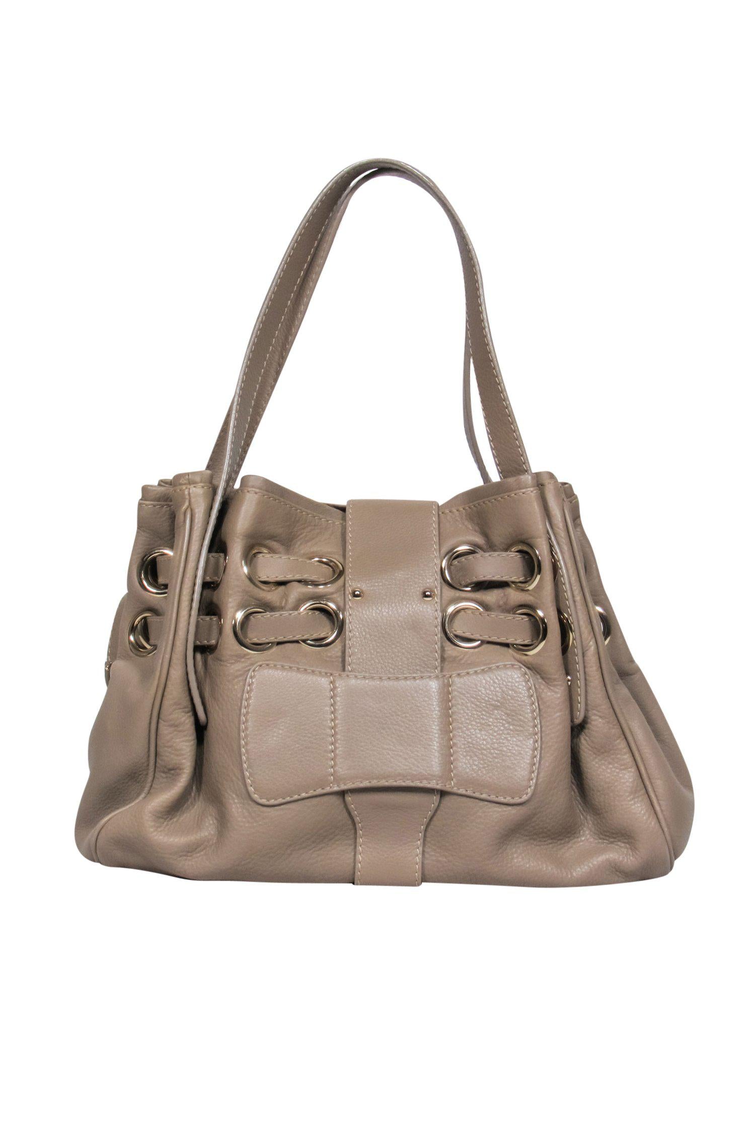 Jimmy Choo - Taupe Leather Ramona Shoulder Satchel: A Fashion Statement