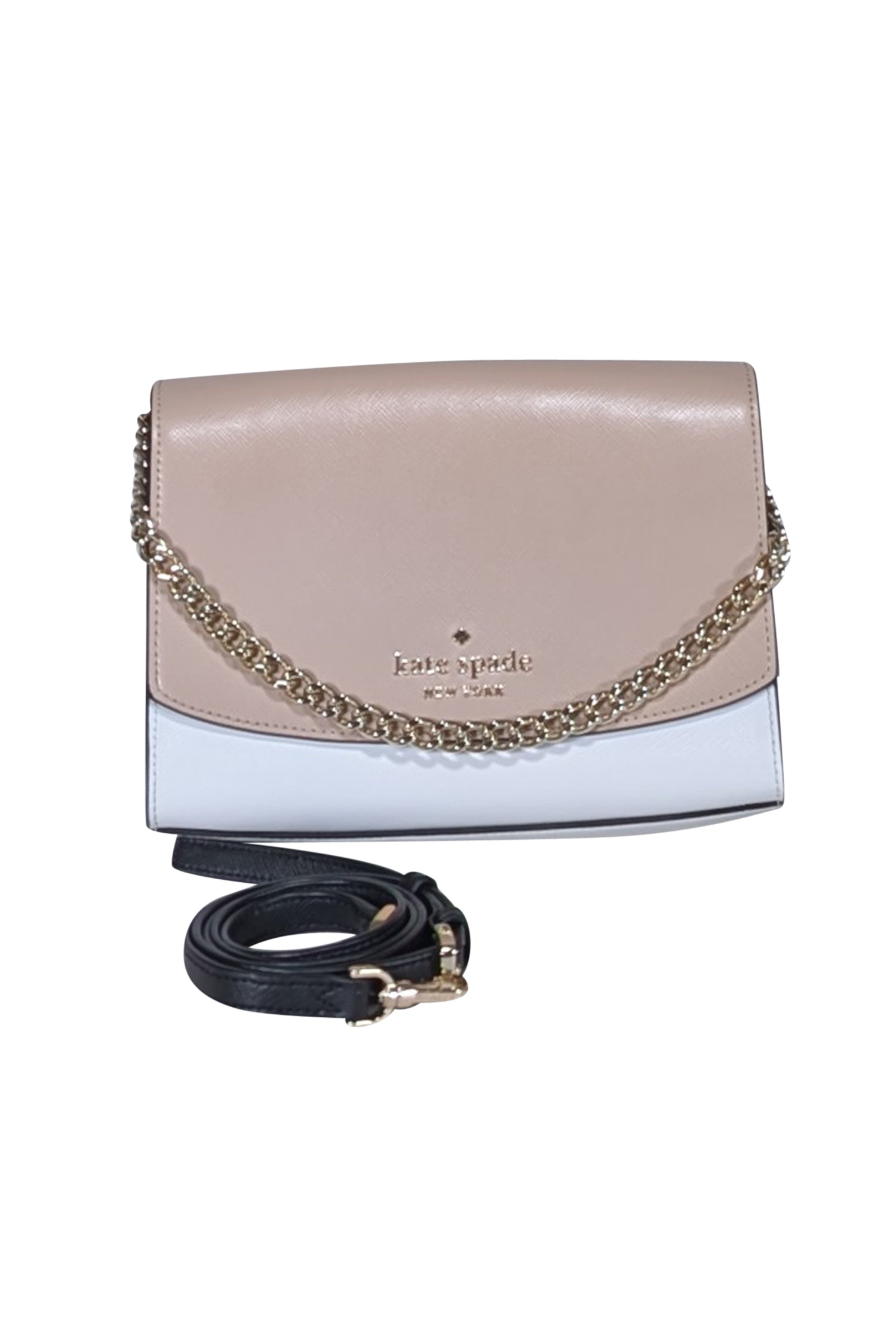 Kate Spade Stylish Beige, White & Black Leather Crossbody Bag
