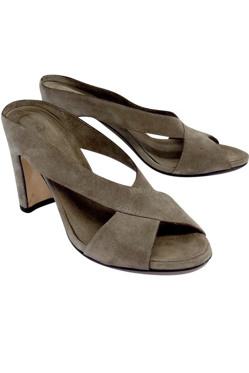 Roberto Del Carlo's Chic Taupe Suede Slip-On Mules - Size 8