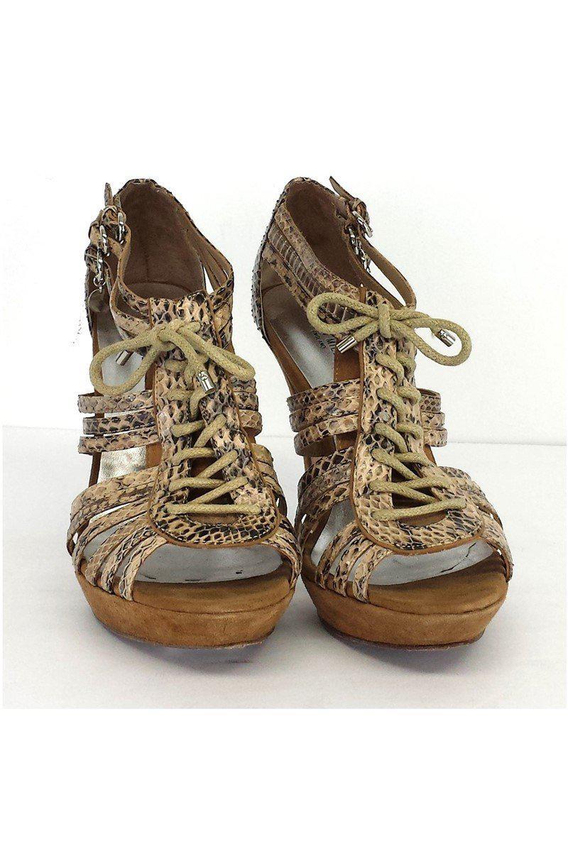 Gorgeous Karen Millen Tan Snakeskin Leather Embossed Heels - Size 8! Grab Yours Now!