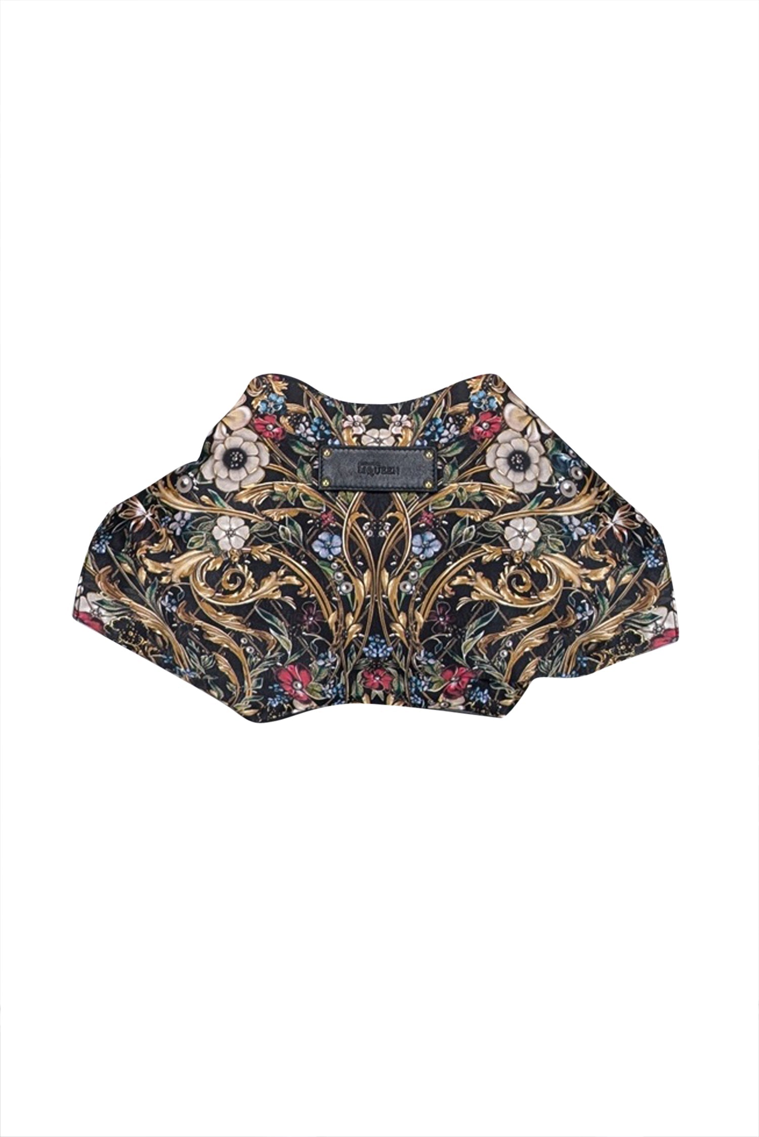 Alexander McQueen - Stunning Black & Gold Floral Satin Manta Clutch Bag