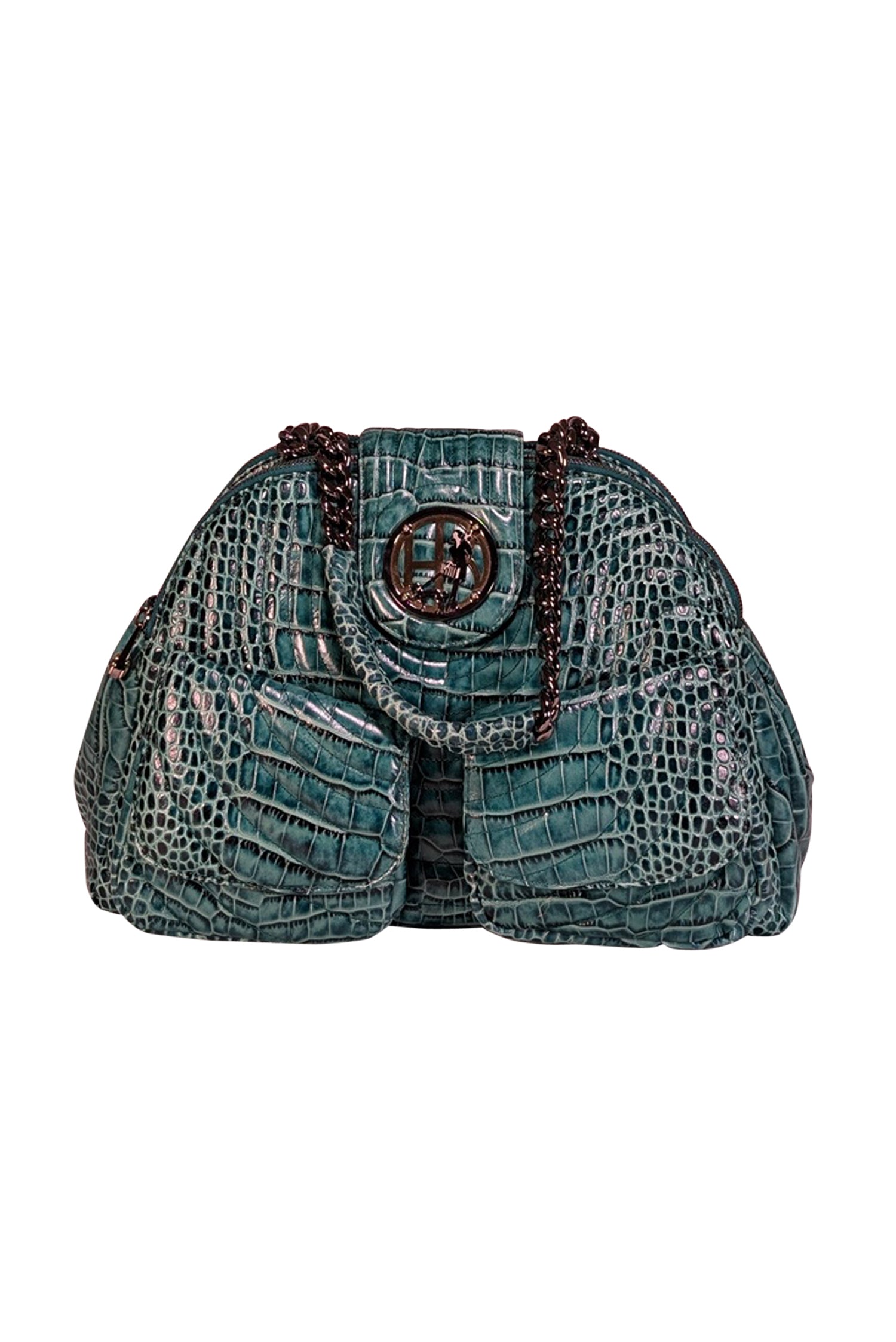 Henri Bendel - Stunning Teal Green Croc Textured Shoulder Bag