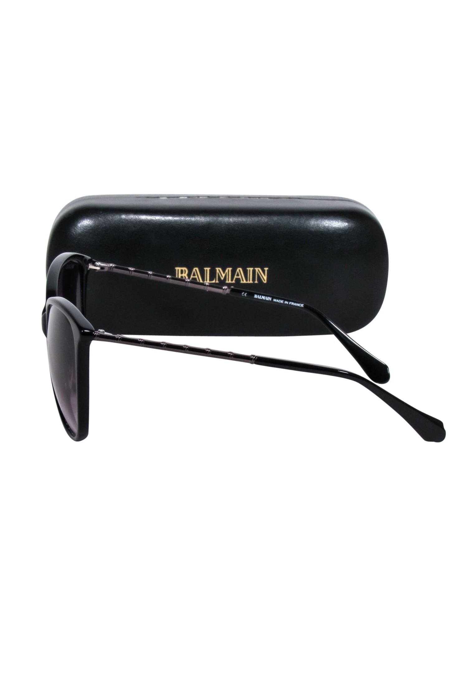 Balmain - Chic Black Circular Sunglasses with Gunmetal Leg Accents